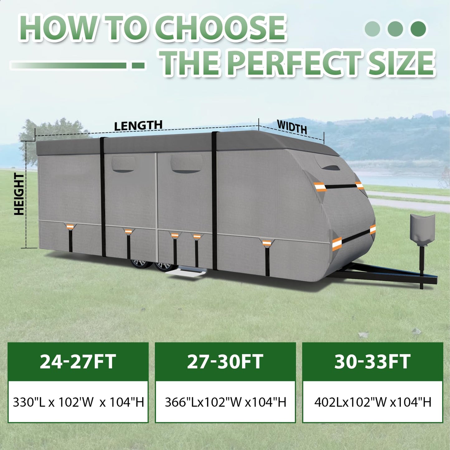 RV Cover, Camper Cover 24-27ft Vehicles, Motorhome and Travel Trailer Protection with Roof Cover, Heavy-Duty 8-Layer Waterproof Rip Resistant Anti-UV