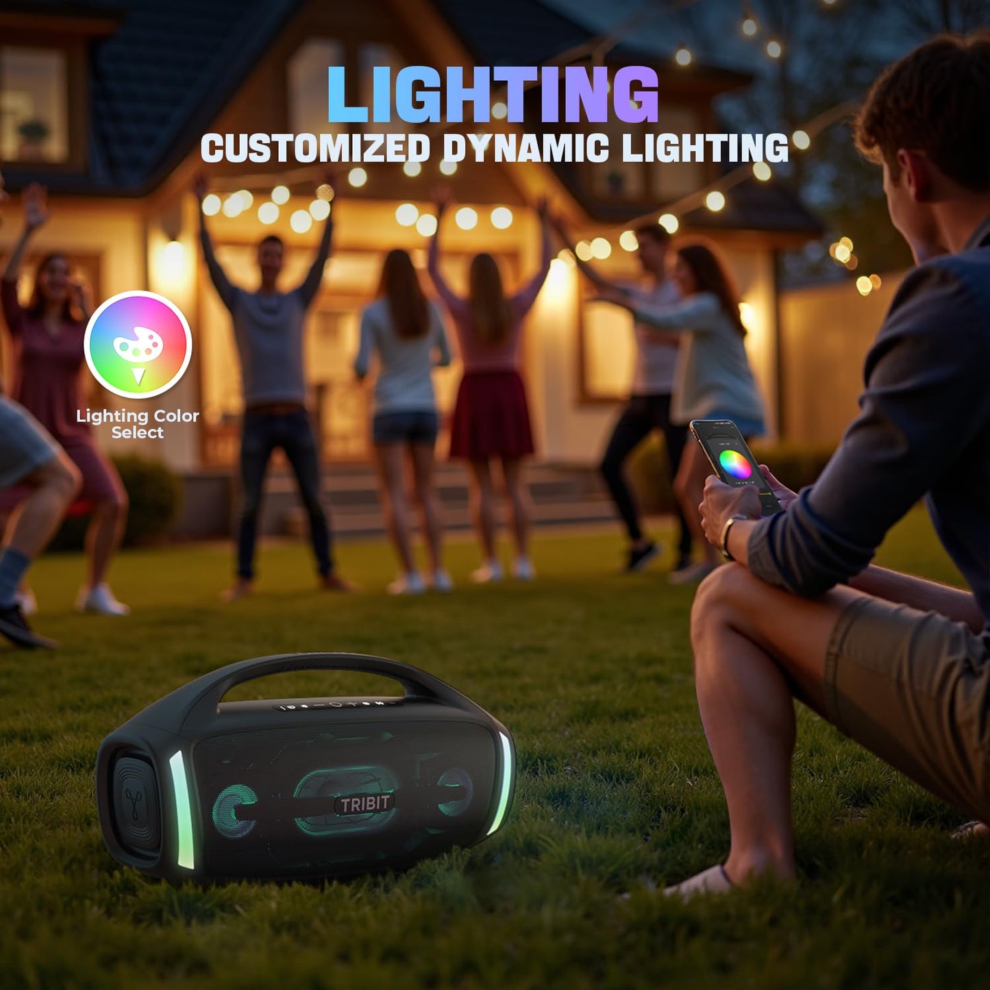 Tribit Bluetooth Speaker StormBox Blast 2, 200W Portable Wireless Speaker with Subwoofer, XBass, LED Light, Bluetooth 5.4, IP67 Waterproof, Custom EQ, 30H Playtime, TWS Pairing for Party/Outdoor