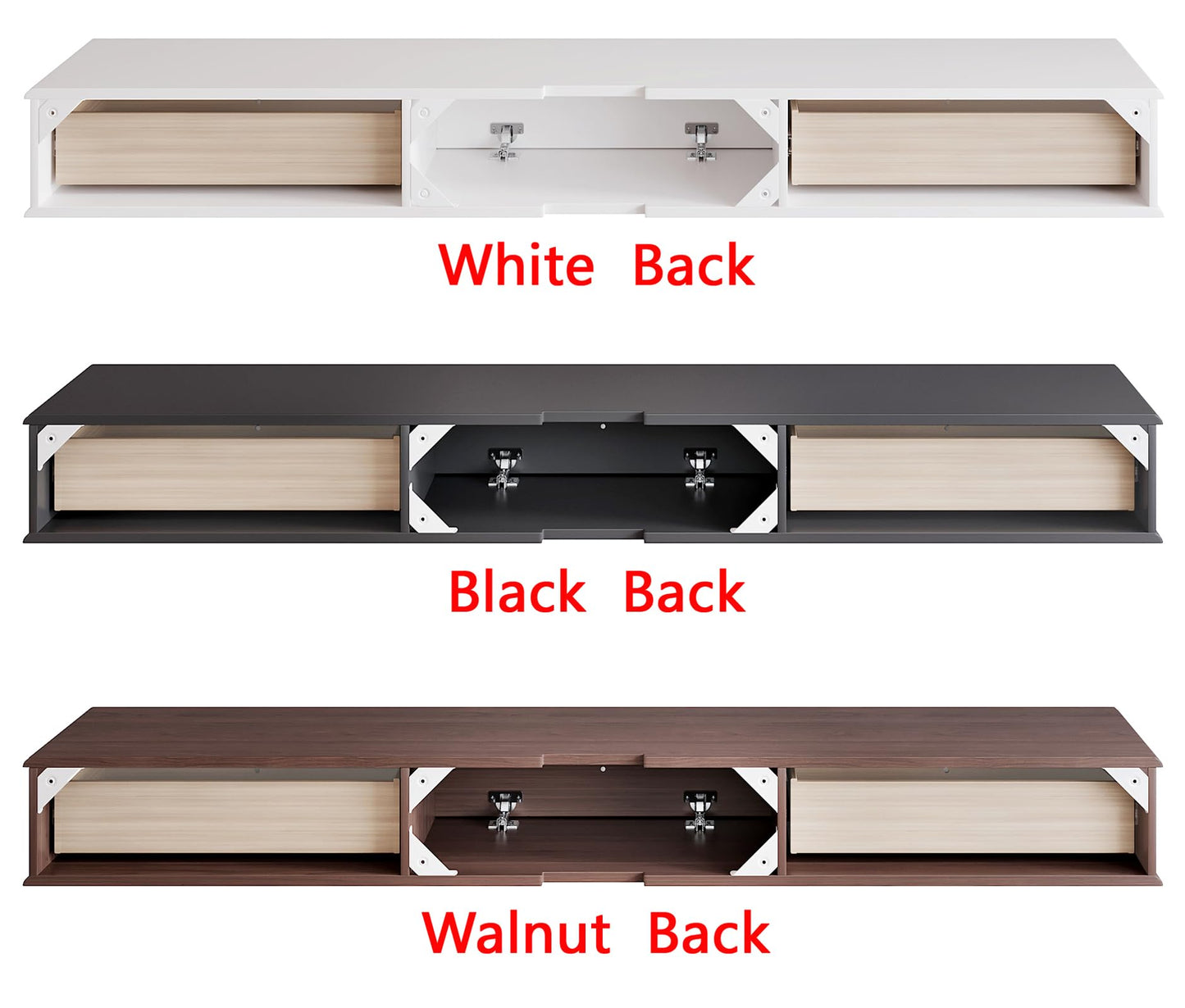 YeTrini 70-inch Wall-Mounted TV Stand, Accommodates 50- to 75-inch TVs, Features Hidden Cable Management, high Weight Capacity, and Space-Saving Black Floating TV Stand