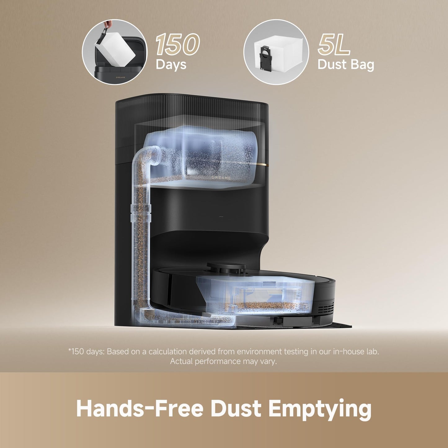 DREAME D20 Pro Plus Robot Vacuum, 13,000Pa Suction, DuoBrush for Pet Hair, Corner Cleaning, Self Emptying, LDS Navigation Laser Avoidance, Vacuum Mop, Hard Floors&Carpets (Black)