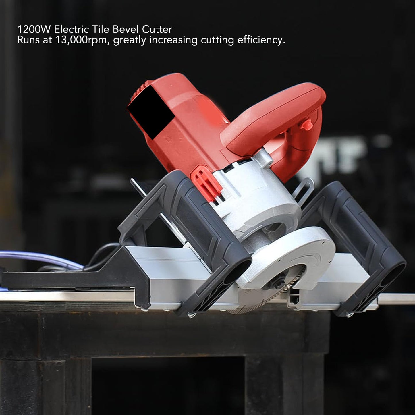 Electric Tile Bevel Cutter with Saw Cutter, 45 Degree 13000RPM 1200W High Strength Tile Chamfering Machine with 12V 2.2m Hose, Less Dust Design Ceramic Tile Chamferer