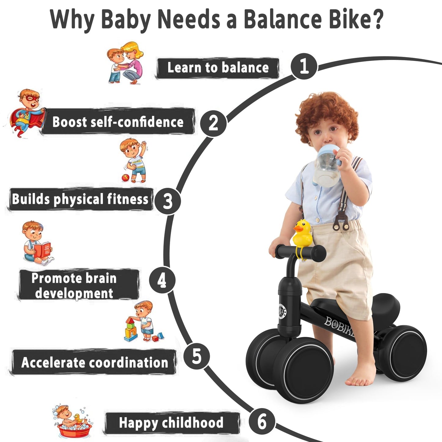 Baby Balance Bike Toys for 12-36 Months Kids Toy Boy Girls Gifts Toddler Best First Birthday Gift Children Walker No Pedal Infant 4 Wheels Bicycle (Black)