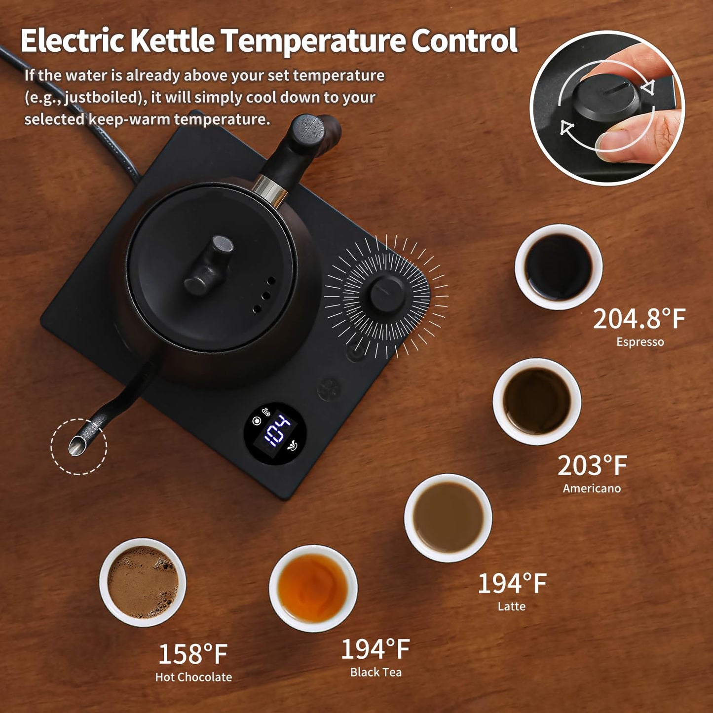 MOUTIUS Water Kettle Electric,Gooseneck Electric Kettle with 50pcs Coffee Filter,±1℉ Temperature Control, Fast Heating, Stainless Steel Interior, Ideal for Precise Pour-Over Coffee and Tea