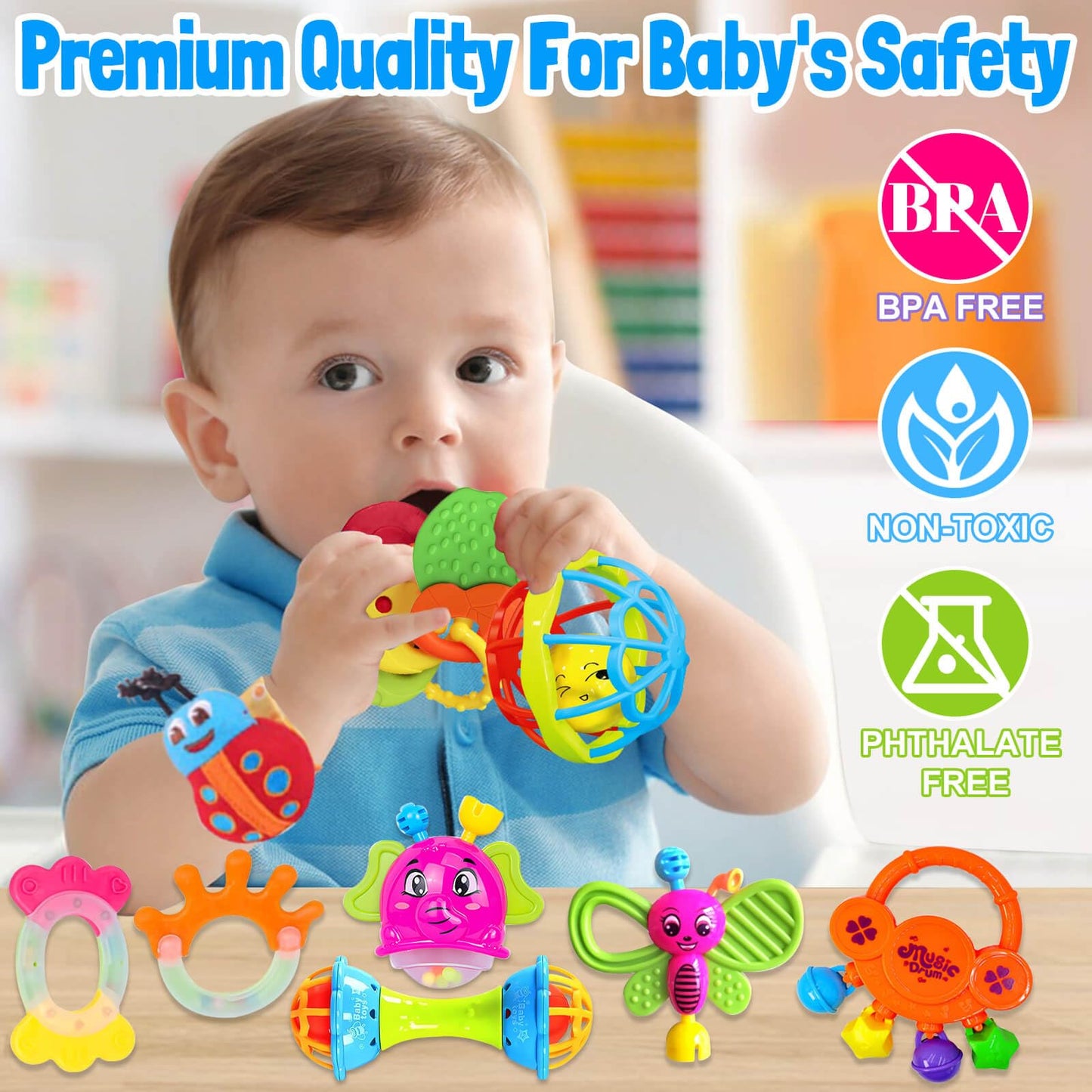 Baby Rattles 0-6 Months: Baby Toys 6-12 Months Infant Toys 0-3 Months Newborn Toys Teething Toys 3-6 Months - Baby Teether Wrist Socks Gifts for Boy Girl