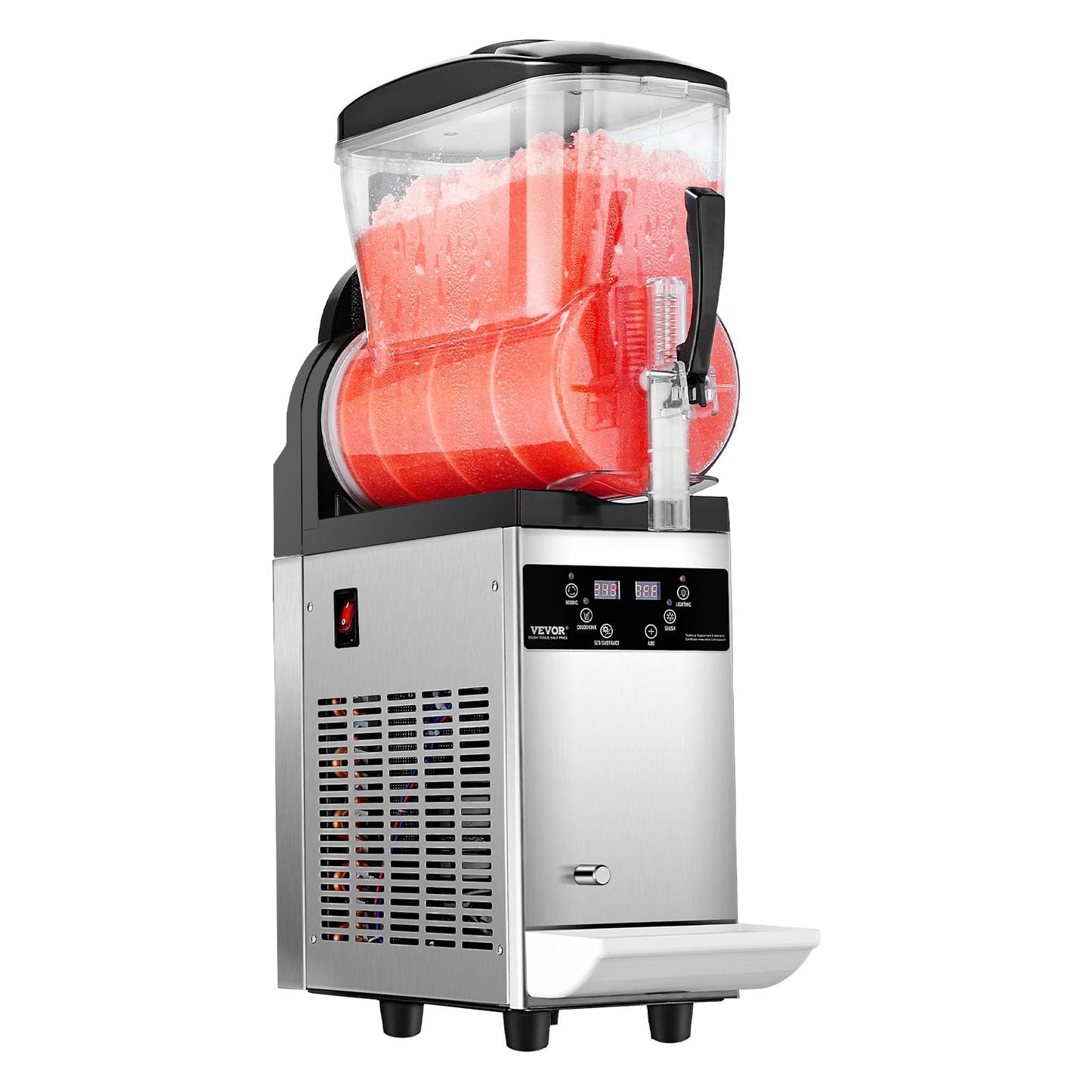 VEVOR Commercial Slushy Machine, 12L Single Tank Frozen Drink Machine, 48 Cups Stainless Steel Margarita Smoothie Frozen Drink Maker, Slushie Maker for Home Party Restaurants Cafe Bars