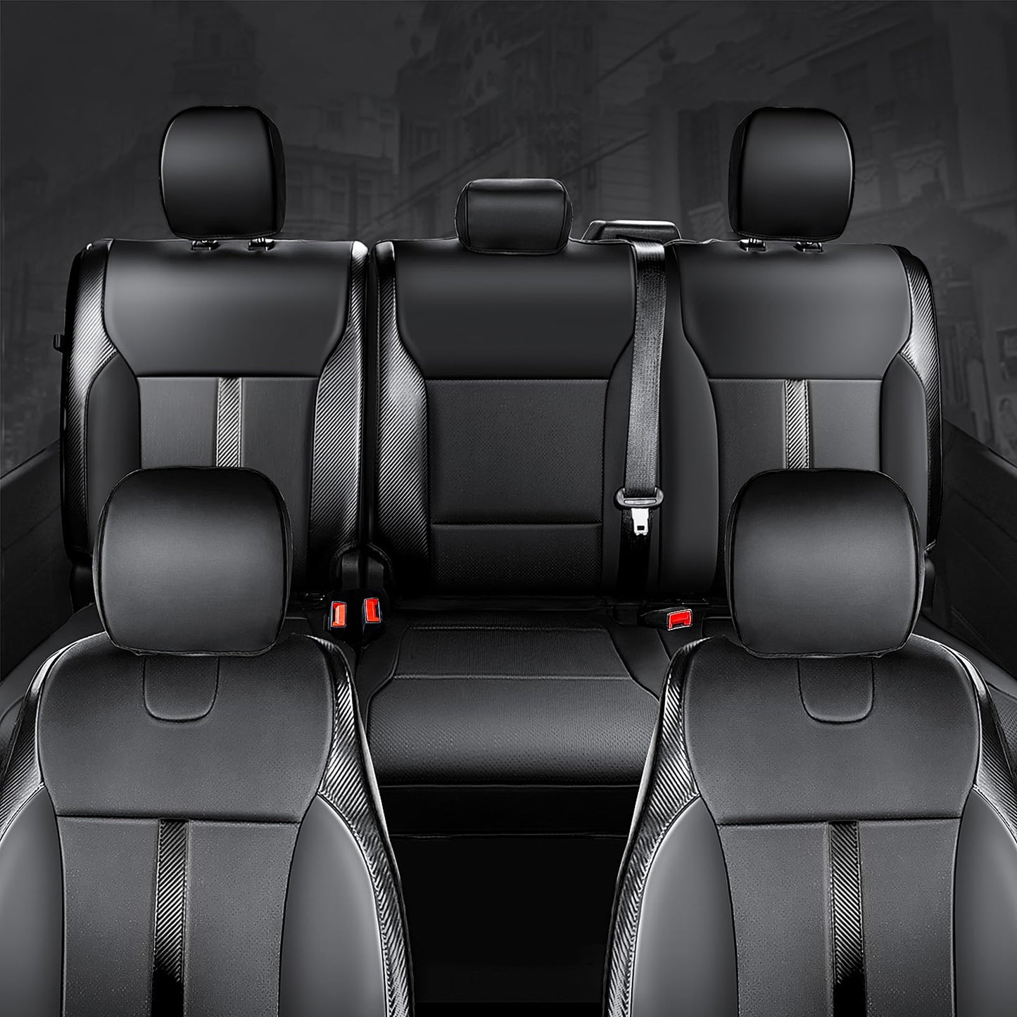 Carlimeki Leather Seat Covers Custom Fit for 2021-2025 F150 XL XLT STX Super Crew Cab - Custom Fit for 2023-2025 F250 F350 F450 XL XLT Crew Cab - Fully Covered, NOT for 40/20/40 Bench Front Seat