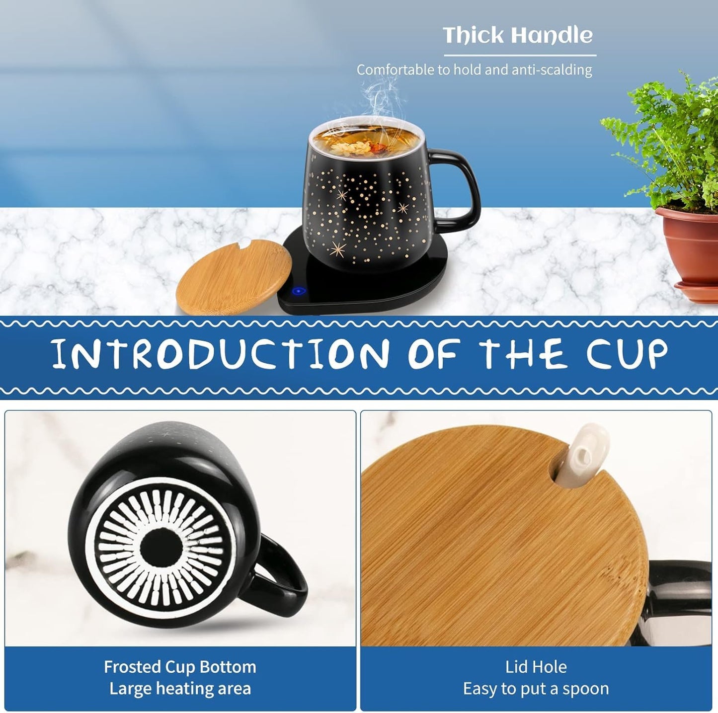 2025 Upgraded Coffee Warmer with Mug Set: Gifts for Christmas,Thanksgiving Coffee Cup with Warmer with 2 Temperature - Coffee Mug Warmer for Desk