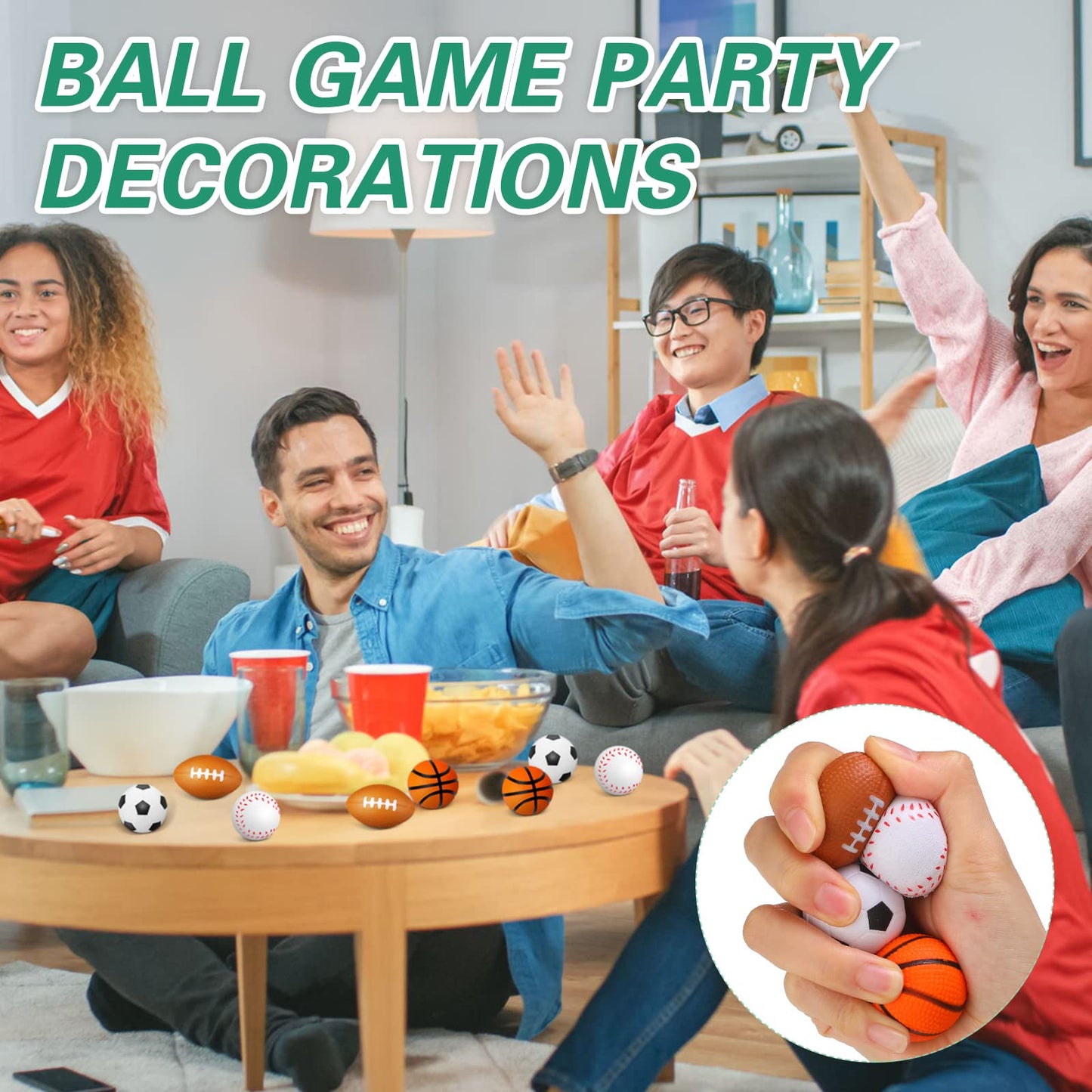 120 Pieces Sports Stress Balls Mini Foam Soccer Ball, Basketball, Football, Baseball Stress Toys for Anxiety Relief Sports Themed Birthday Party Supplies Game Stocking Stuffers