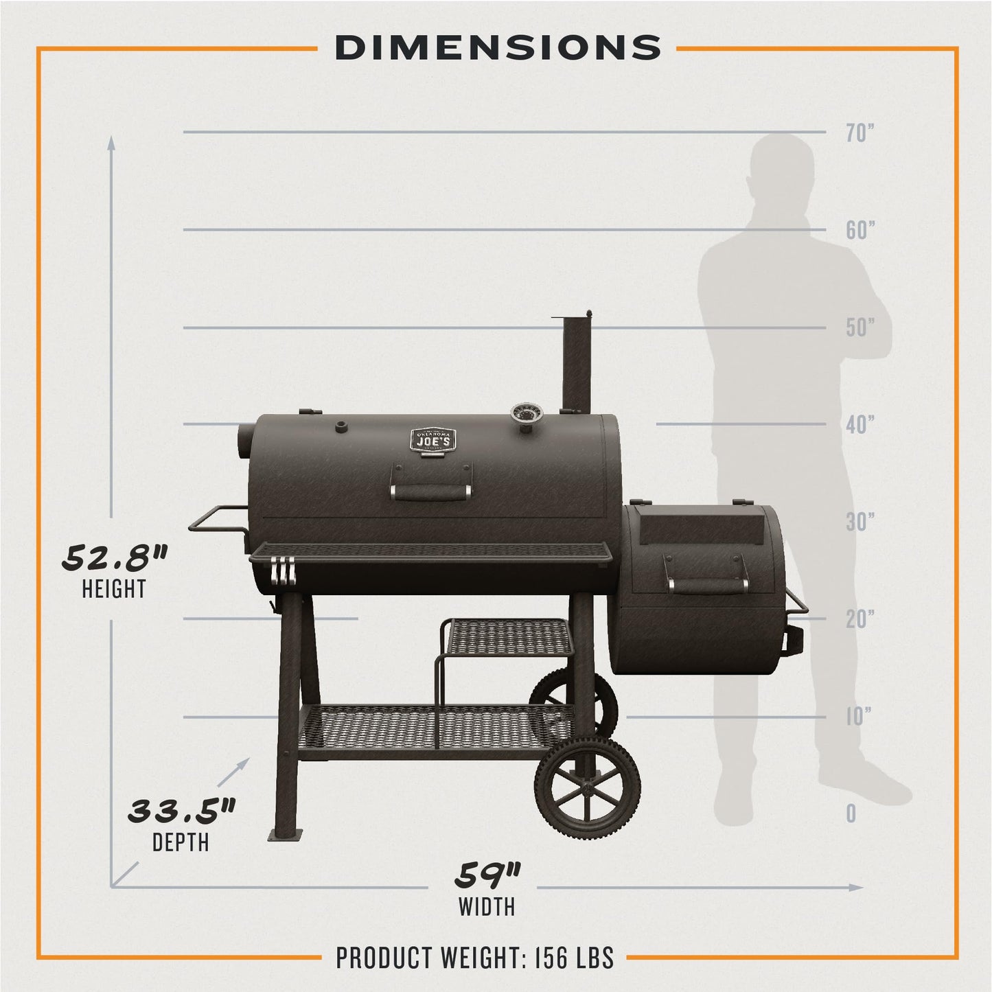 Oklahoma Joe's® Highland Offset Reverse Flow Offset Charcoal Smoker and Grill With 1093 sq. in. Cooking Area in Black - Charcoal Smoker Grill