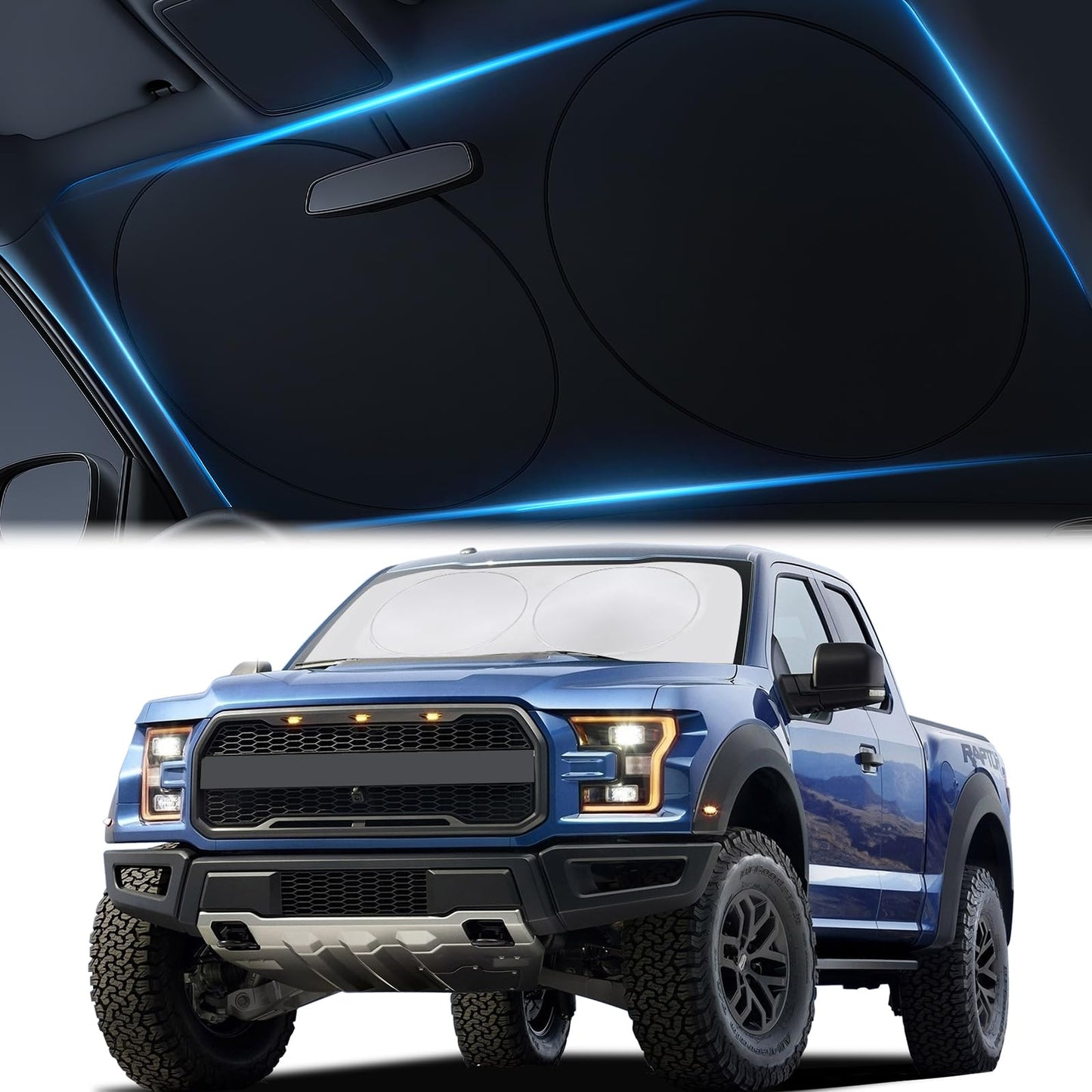 Magnelex Car Windshield Sunshade | Innovative No-Light-Pass Technology for Maximum Protection | Foldable Sun Shade Keeps Your Vehicle Cool | Fit for Cars, Trucks, and SUVs | Large (63 x 33.8 in)
