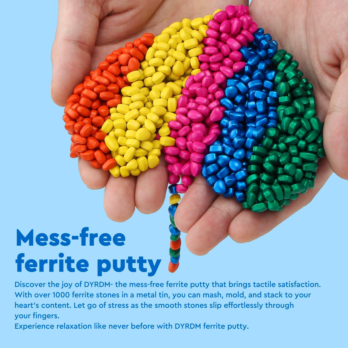 DYRDM 1000+ Original Ferrite Putty Multicolo, Fidget Toy Ferrite Stones for Stress Relief, Sensory Toy for Adults & Teens 14+, Holiday Stocking Stuffer, Ferrite Rocks Fidget Present for Office