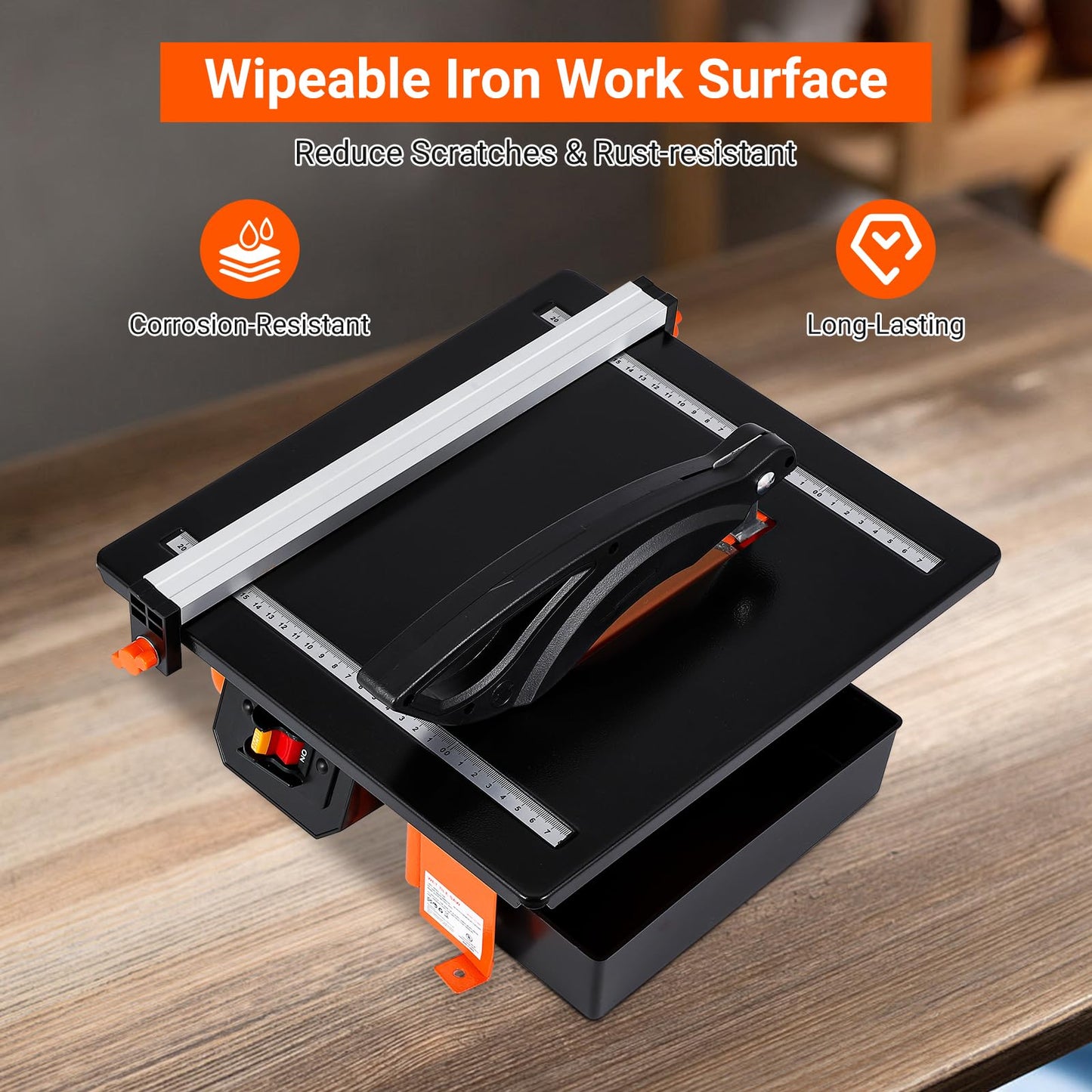 Towallmark 7 inch Wet Tile Saw, 3450 RPM, Bevel cuts tile from 0 to 45 Degrees, Tile Cutter Wet Saw with Water Reservoir for Cutting Tiles and Stones, for DIY Enthusiasts