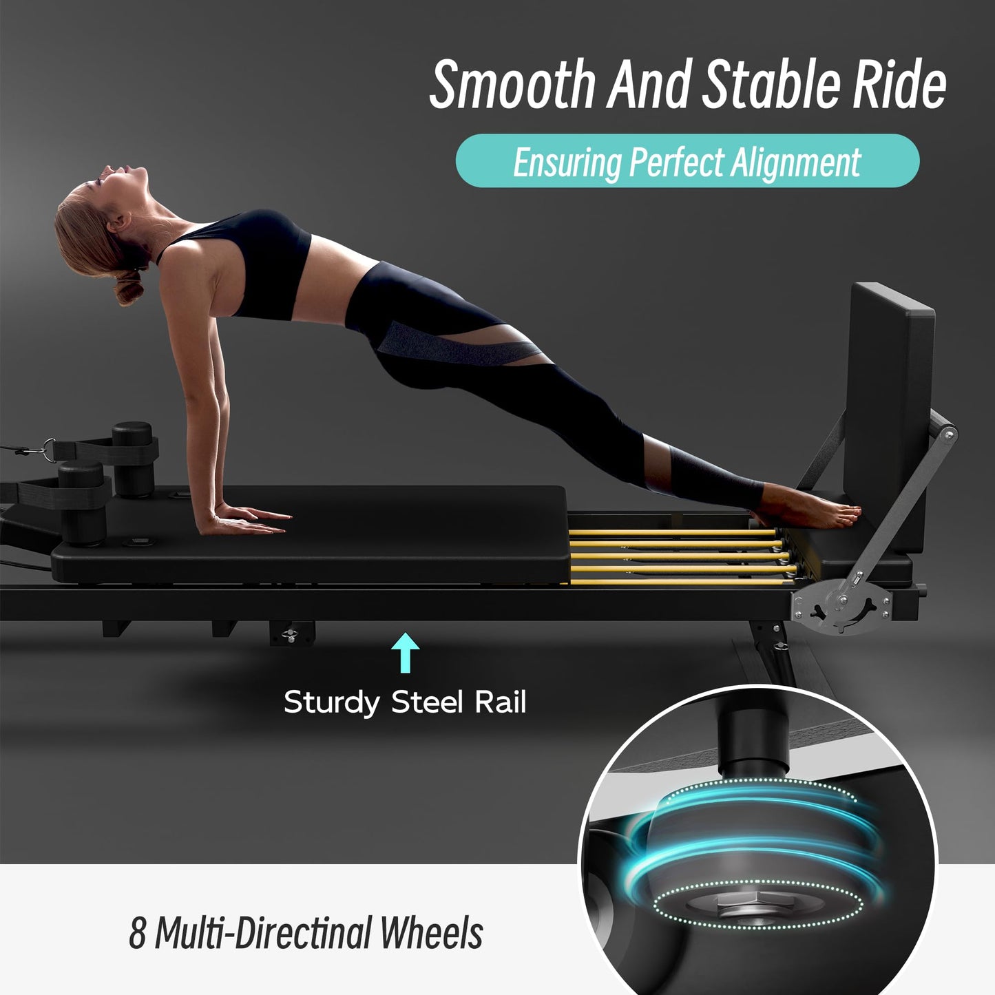 MU Pilates Reformer, Foldable Reformer Pilates Machine with Dual Resistance for Home Use and Gym Workout, Suitable for Advanced and Beginners Users (91.5" with Jump Board)