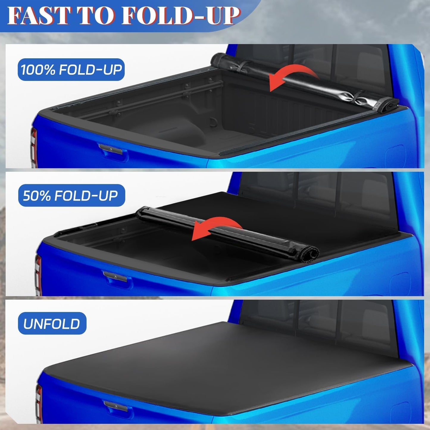 Soft Roll Up Truck Bed Tonneau Cover Compatible with 2005-2015 Toyota Tacoma, Fleetside 5ft(60.3") Bed with Deck Rail System (Excl. Trail Edition)