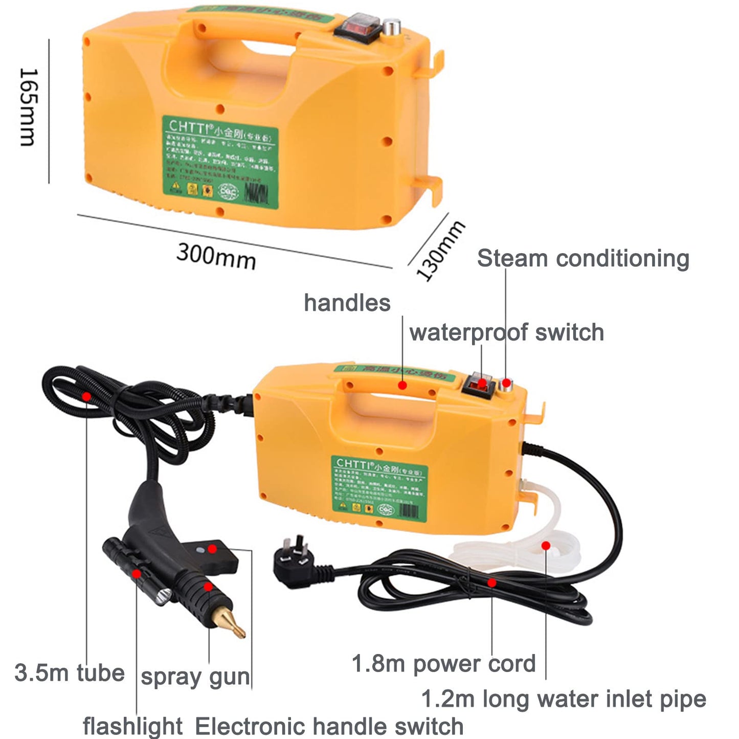 ZWEBY Portable Steam Cleaner,High Temperature Steam Cleaner,for Commercial,Industrial,Home Or Car Detail,Powerful Steam/Fast Descaling/Cycle Descaling