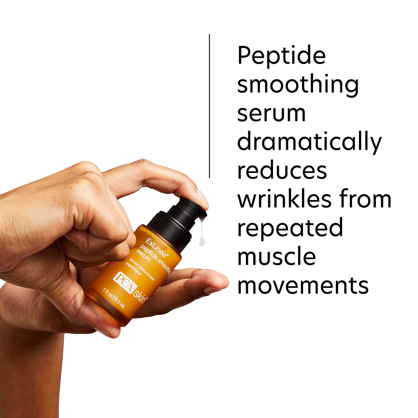 PCA SKIN ExLinea Peptide Smoothing Face Serum, Spot Treatment Serum for Fine Lines and Wrinkles, Firms and Strengthens Aging Skin, Formulated with Squalene and Hyaluronic Acid, 1.0 oz Pump