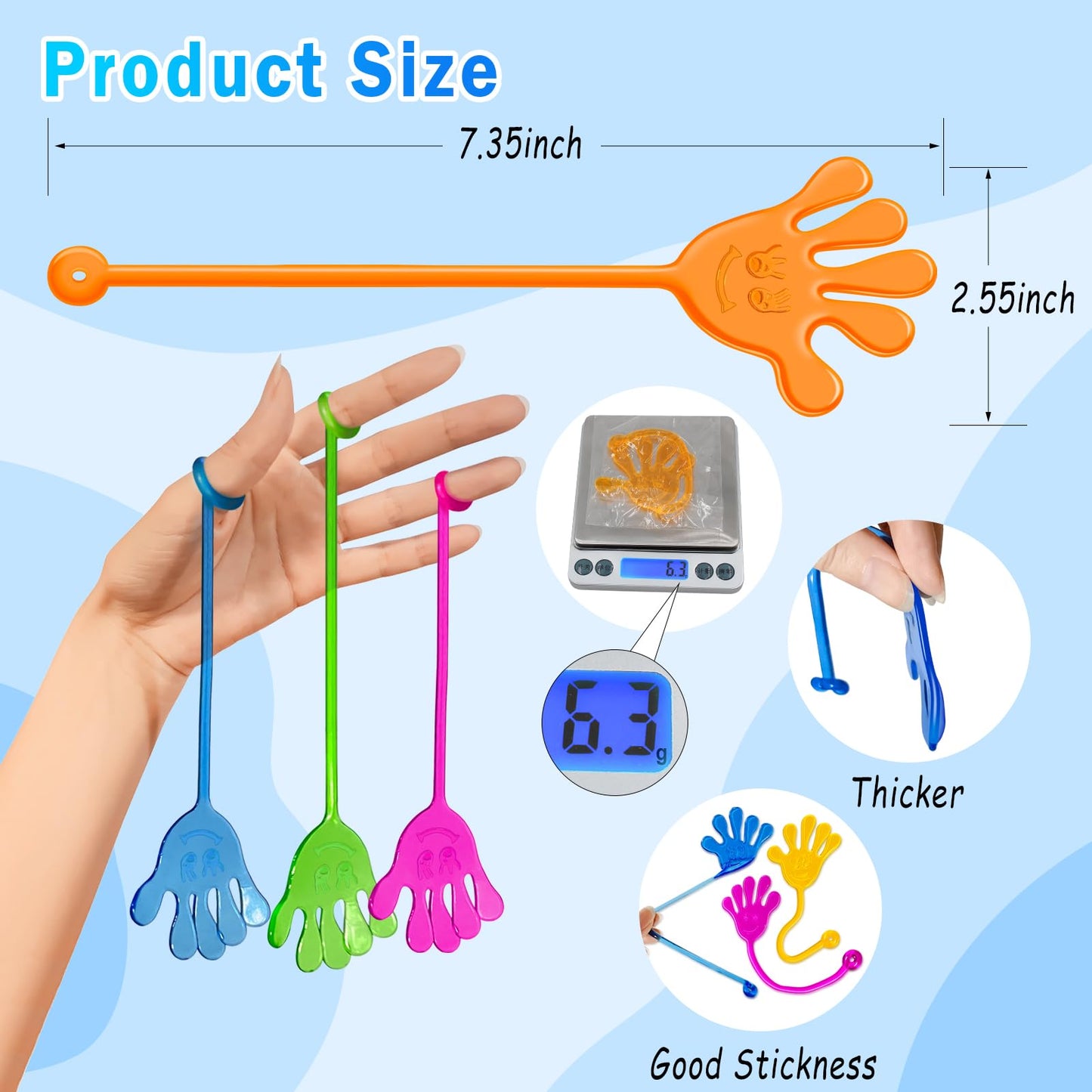 Sticky Hands Bulk 48 PCS Party Favors for Kids 4-8 8-12 Stretchy Sticky Hand Toy Goodie Bag Stuffers Fillers Treasure Box Toys Classroom Prizes School End of Year Student Gifts Birthday Party Supplies