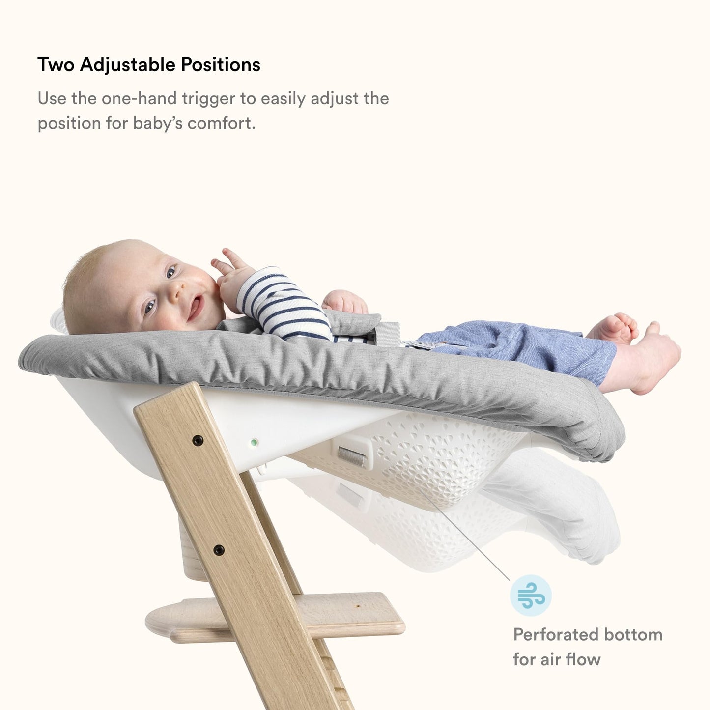 Stokke Tripp Trapp High Chair 2 (White) + Newborn Set + Cushion 2 (Nordic Grey) + Stokke Tray (White) - Includes Chair & Baby Set with Removable Harness for Children 6-36 Months