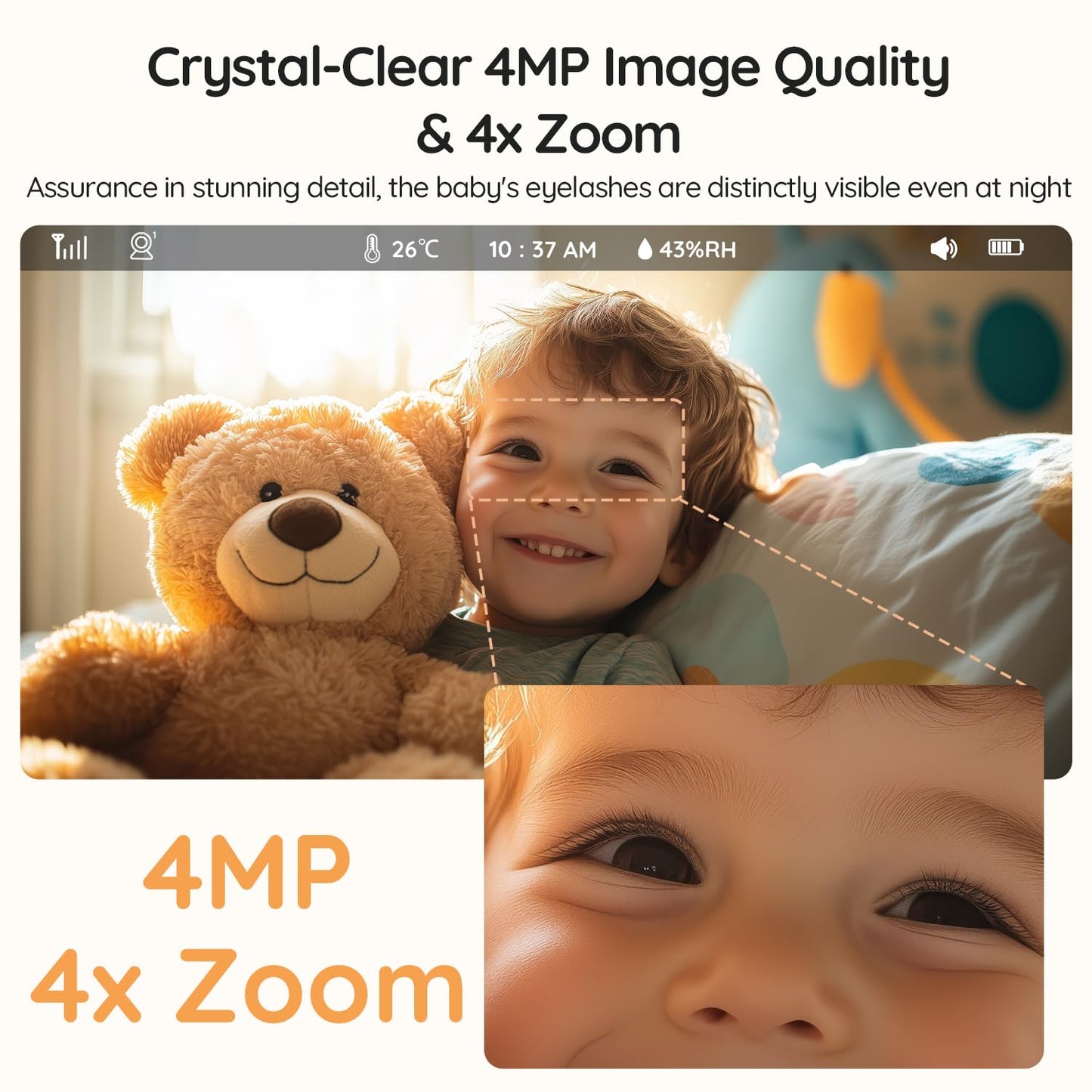 BOIFUN 5.5" AI 4MP WiFi Baby Monitor with Camera and Audio Pro Max: Smartphone App and Monitor Control, Upgrade AI Detection (Tummy Sleeping & Face), Colorful Night Light, 360° Camera, Sound Detection