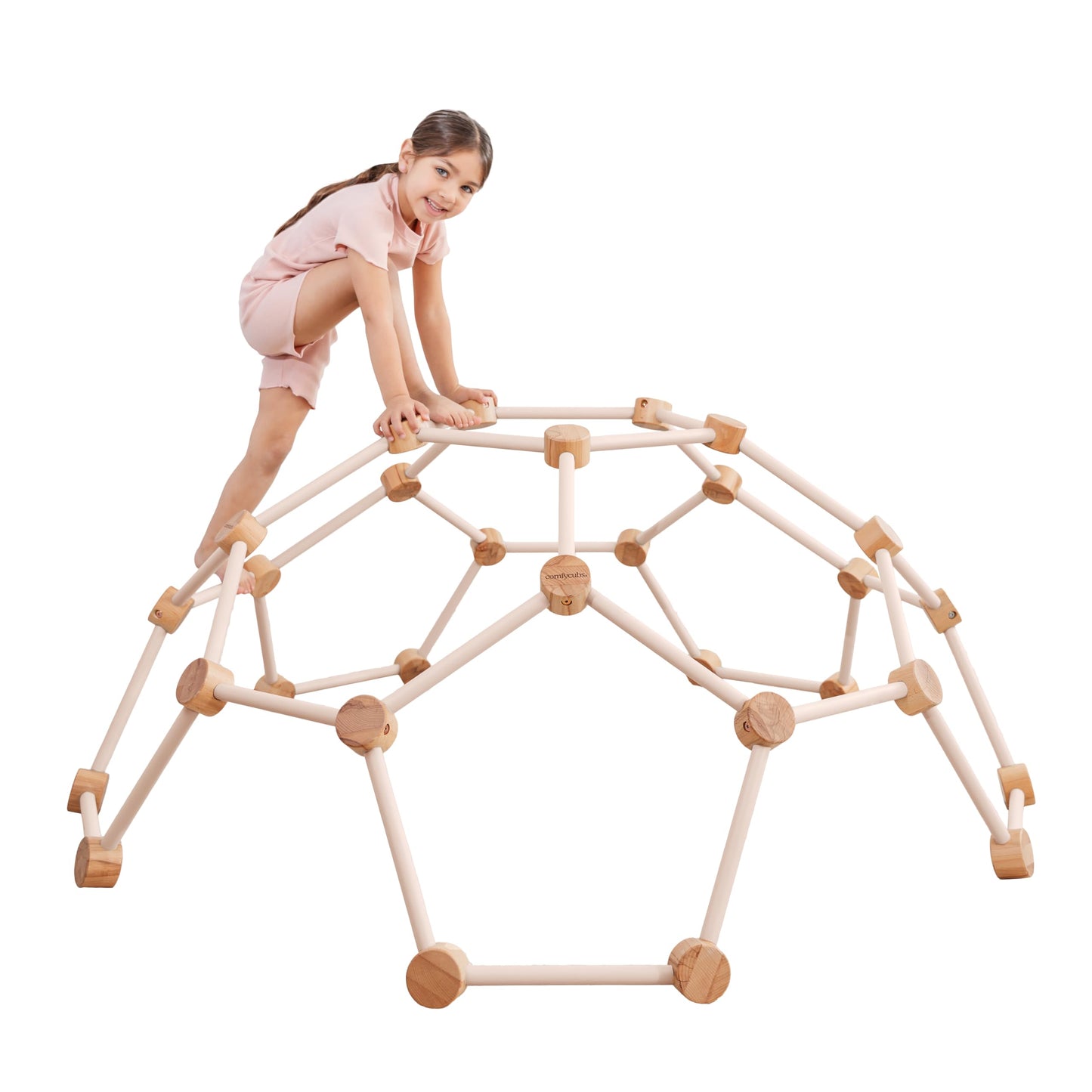 Comfy Cubs Wooden Toddler Play Gym for 3-6 Years Old - Montessori Climber for Kids - Safe Climbing Toy Support up to 120 lbs - Easy to Assemble Kids Climber for Active Play - Blush