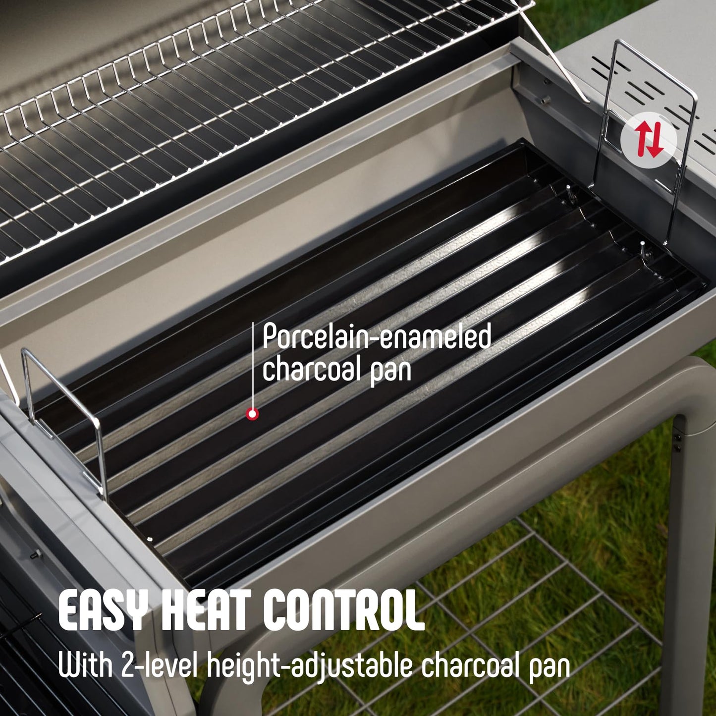 Feasto BBQ Charcoal Grill with Offset Smoker Grill and Side Table, 30-In Heavy-Duty Outdoor BBQ Grill with 832 Sq. In. Cooking Space for Outdoor Barbecue in Backyard, Patio and Parties, Black