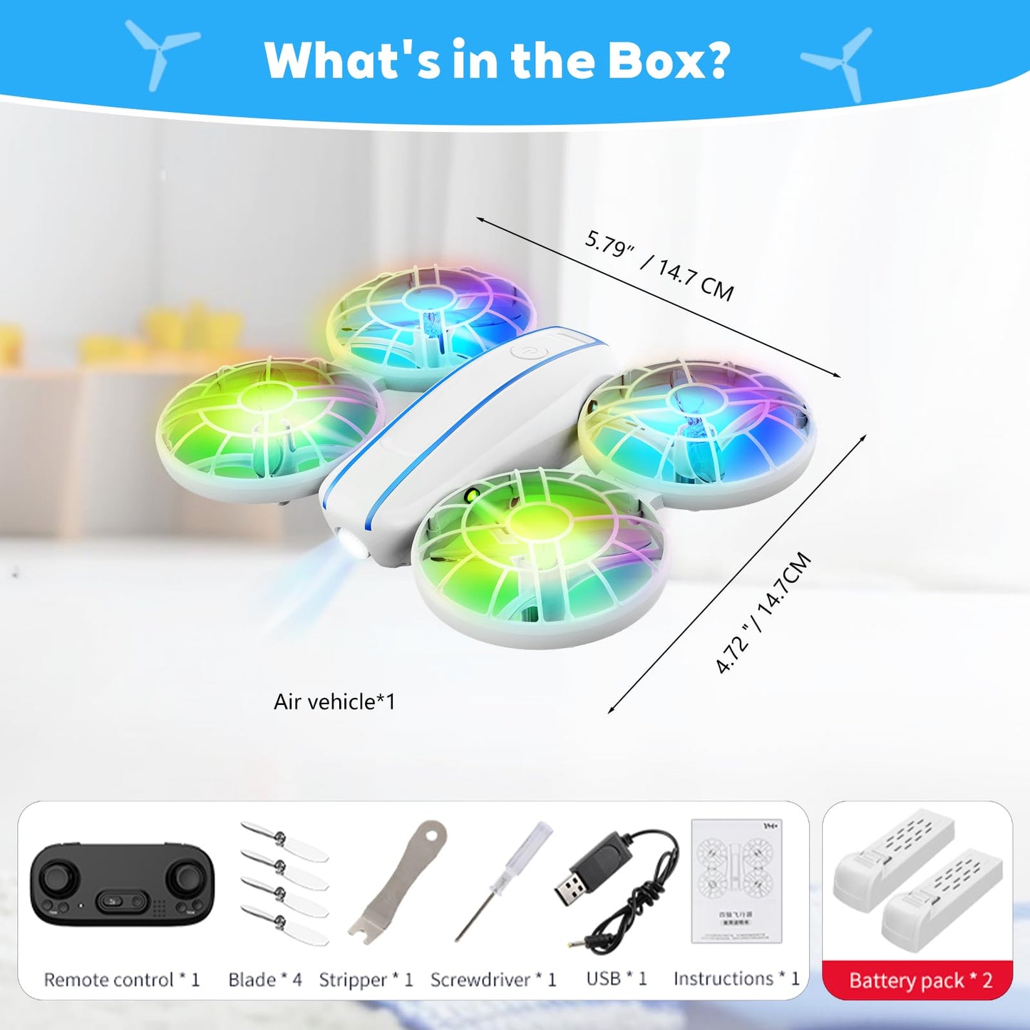 FORESTDREAM Kids Mini Drone Toy with Lights, Easy Fly RC Quadcopter for Beginners, 3D Flips, Altitude Hold, Headless Mode, Safe Propeller Guard, Gift for Boys and Girls (White)