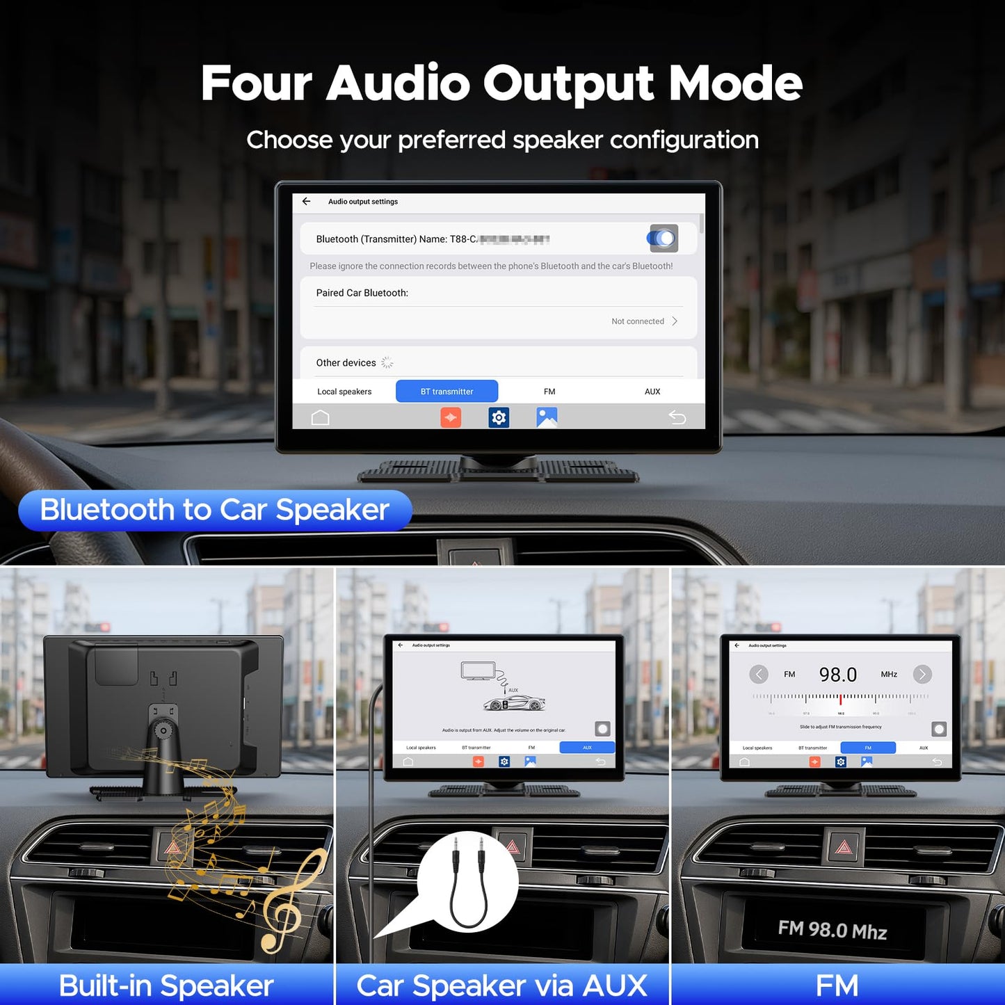 Volam 9'' Carplay Screen with Net-Flix YouTube and AHD Backup Camera Upgraded Wireless Android Auto Screen Portable AI Magic Video Box Built-in Apps Voice Control Car GPS for iOS 10+ Android 11+