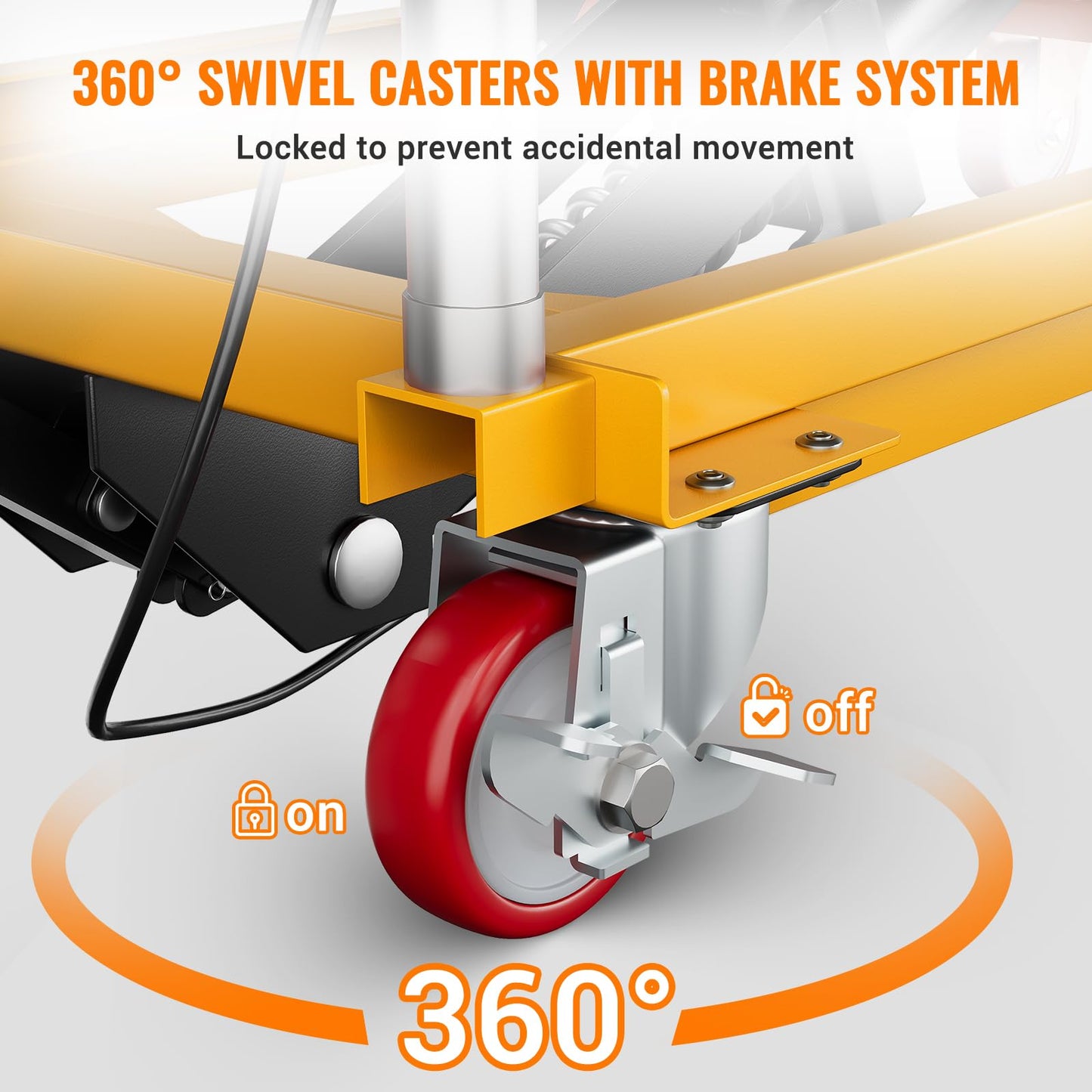 GarveeTech Hydraulic Lift Table Cart, 330lbs Capacity 28.5" Lifting Height, Manual Single Scissor Lift Table with Locking Wheels and Non-Slip Pad, Hydraulic Scissor Cart for Material Handling,Yellow