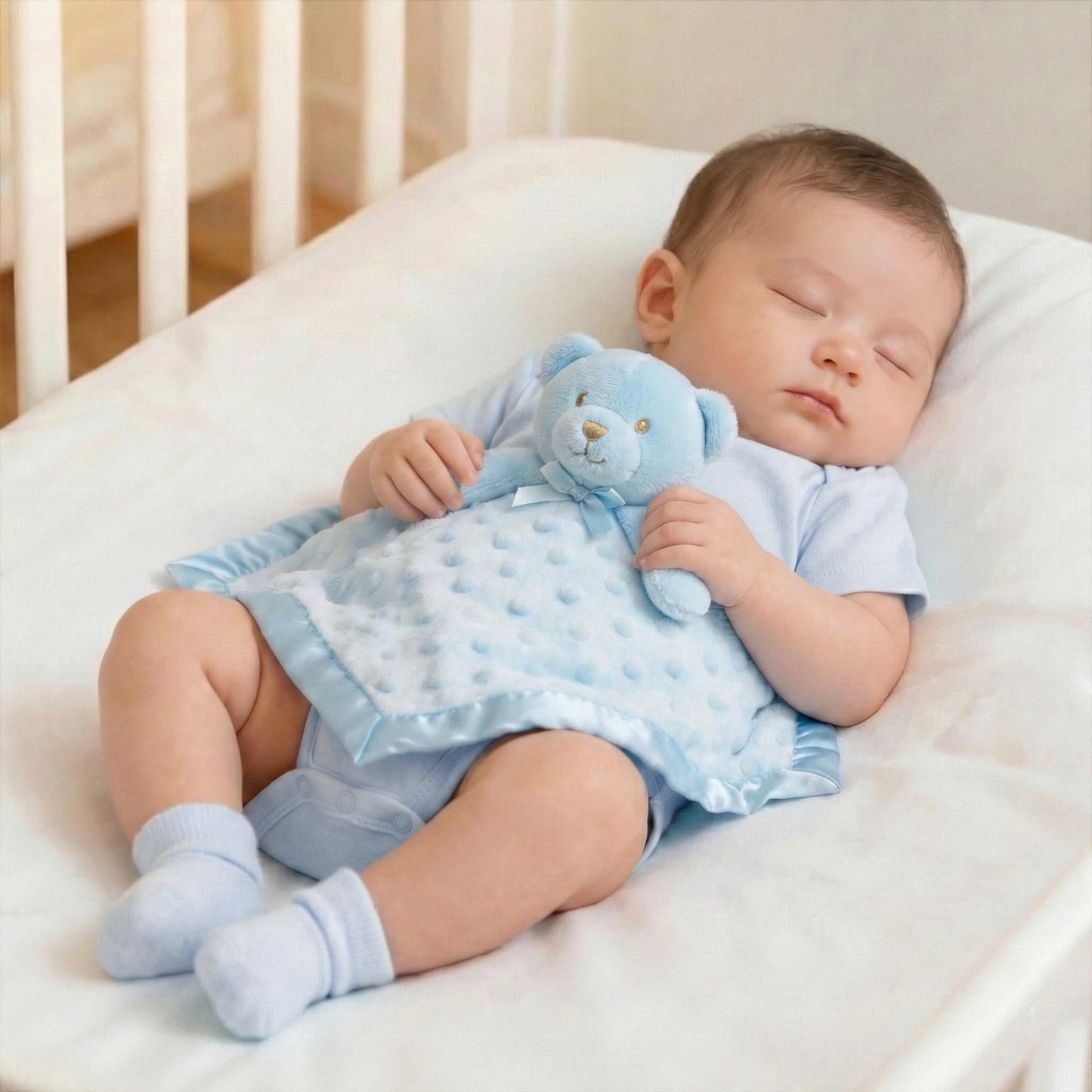 Pro Goleem Teddy Bear Lovey Baby Security Blanket for Boys and Girls Unisex Soft Lovie Baby Gifts for Newborn Toddler Snuggle Toy Stuffed Animal Blue 16 Inch
