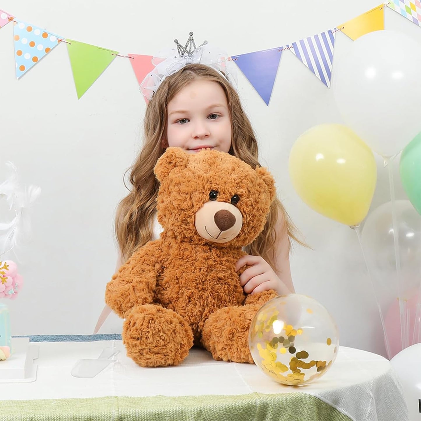 Tezituor Small Teddy Bear Stuffed Animals 18inch, Cute Teddy Bear Plush Toys for Kids Girl Boy, Christmas Bear Plushie Gift for Girlfriend Boyfriend Women Wife, Brown