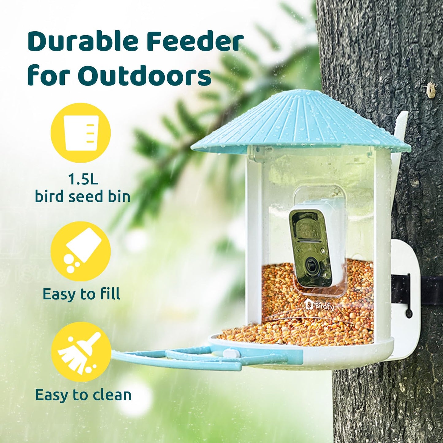NETVUE Birdfy® Hummee Smart Hummingbird Feeder with Camera, Included Solar Panel & Shield, Auto Capture Bird Videos & Birdwatching Up-Close, 2 in 1 Feeders Attract More Hummingbirds