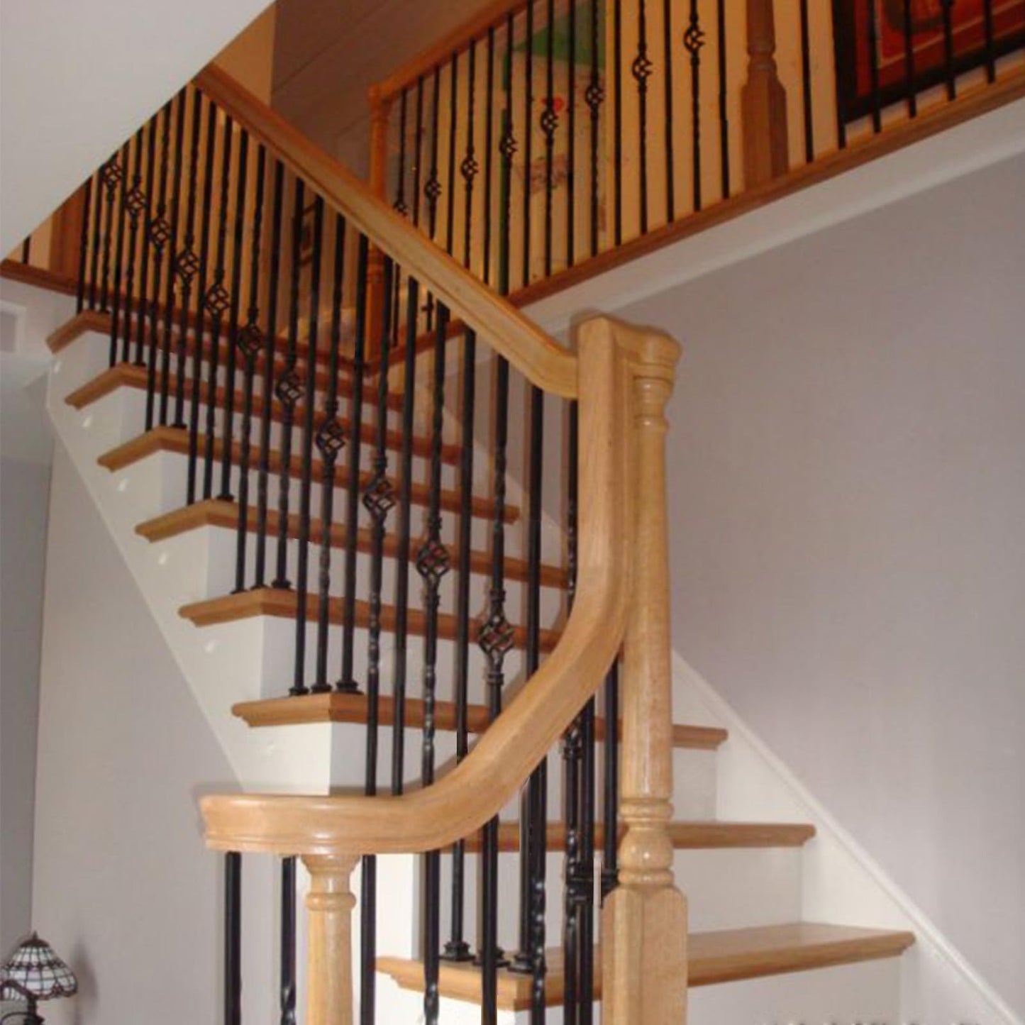 30 Pack Staircases Iron Balusters -1/2'' Square Hollow Metal Spindles with Single Basket and Double Twist Design, Includes 30 Flat Shoes & 30 Angle Shoes