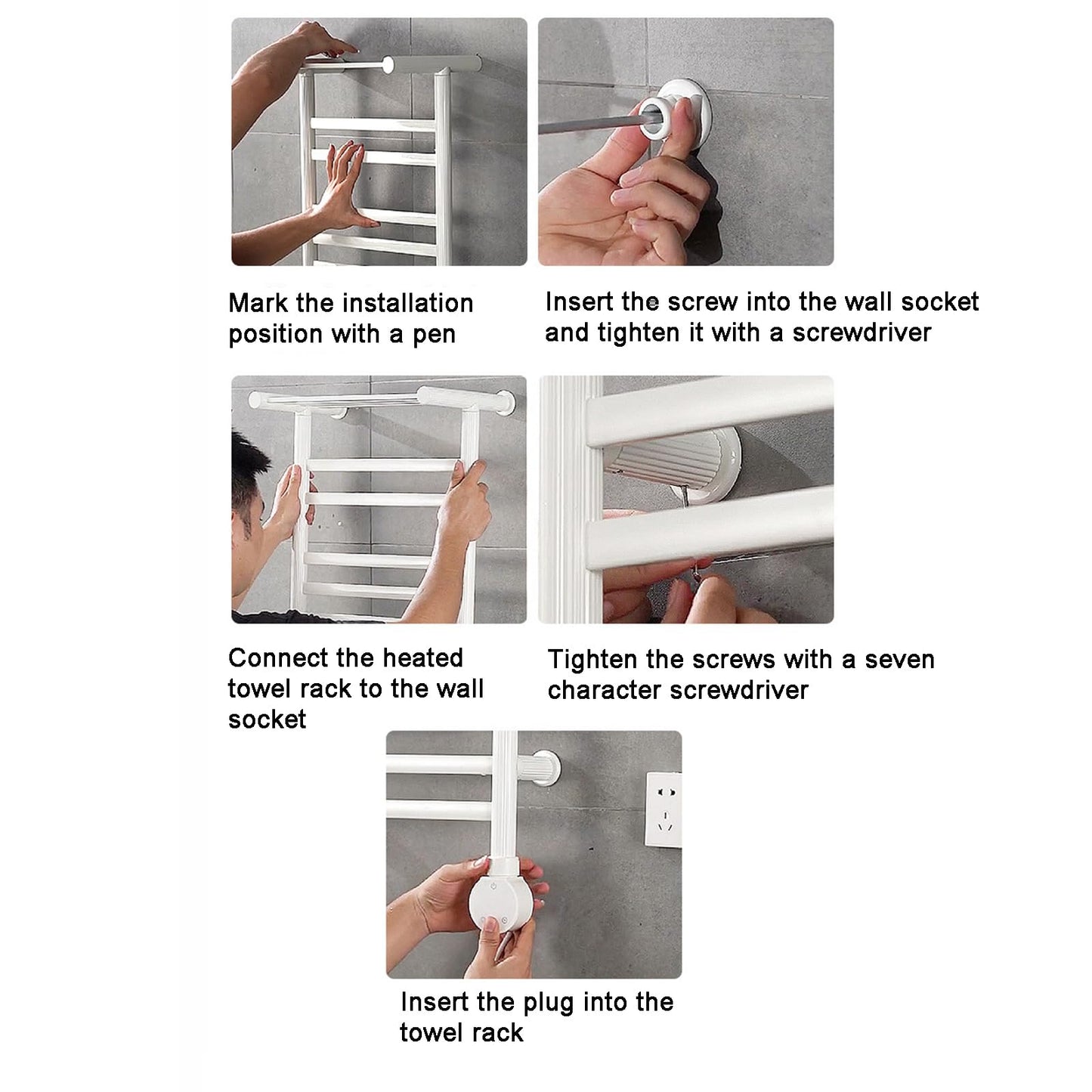 Wall Mounted Towel Warmer Rack, 8 Bars Heated Towel Warmer Rack with Intelligent Digital Display,Built-in Smart Timer,104℉-149℉, with Top Shelf for Bathroom (White)