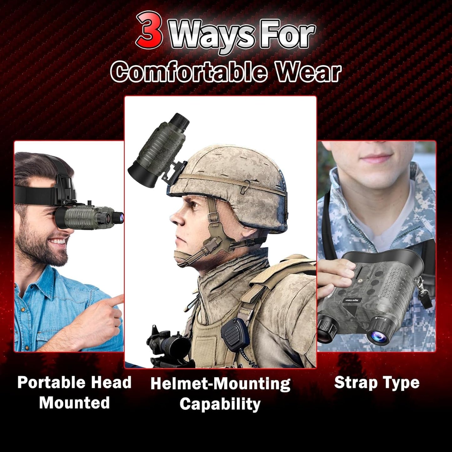 [2025 Upgrade] 4K Head-Mounted Digital Infrared Night Vision Goggles for Adults, with 3" Screen 1312FT Compatible with Fast MICH Helmet for Long Range Airsoft Military Hunting Tactical Gear