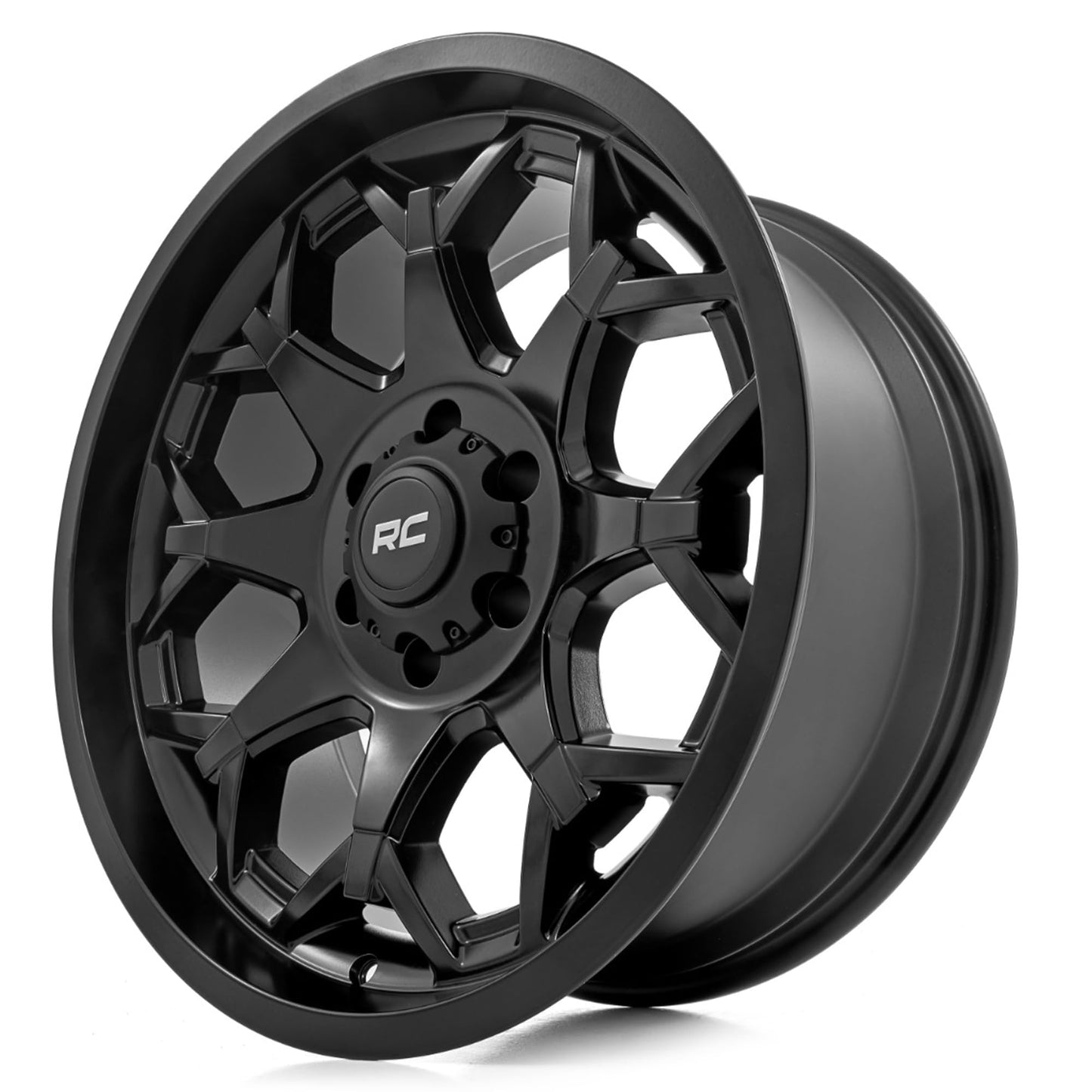 Rough Country 80 Series 20x10 Wheel - 5x5.0" Bolt Pattern, 25mm Offset, One-Piece Aluminum, Semi-Gloss Black Off-Road Rim for Jeeps, Trucks, SUV