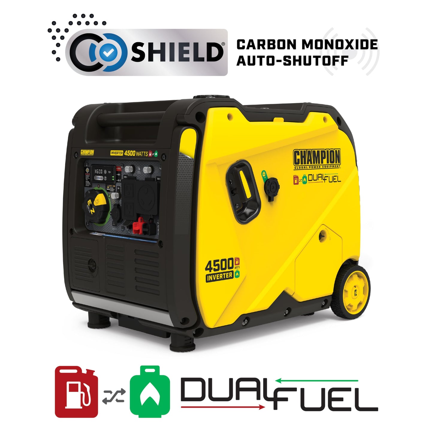 Champion Power Equipment 4500-Watt Electric Start Dual Fuel RV Ready Portable Inverter Generator with Quiet Technology and CO Shield
