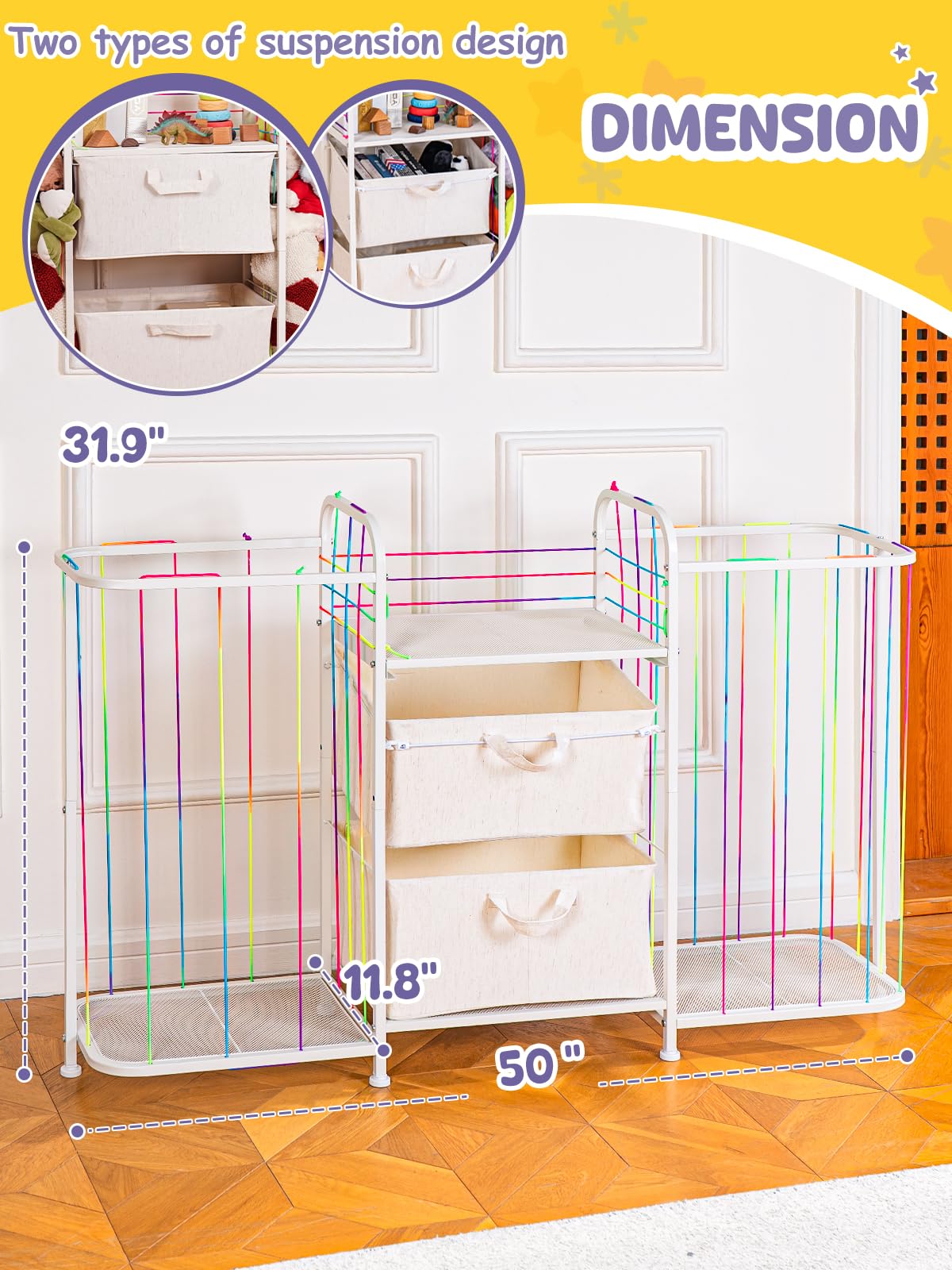 VBABY Kids Bookshelf and Toy Storage, Large 3-in-1 Book Shelf for Kids Rooms, Toddler Stuffed Animal Zoo, Toy Storage Organizer for Playroom, Montessori Bookshelf for Nursery, White