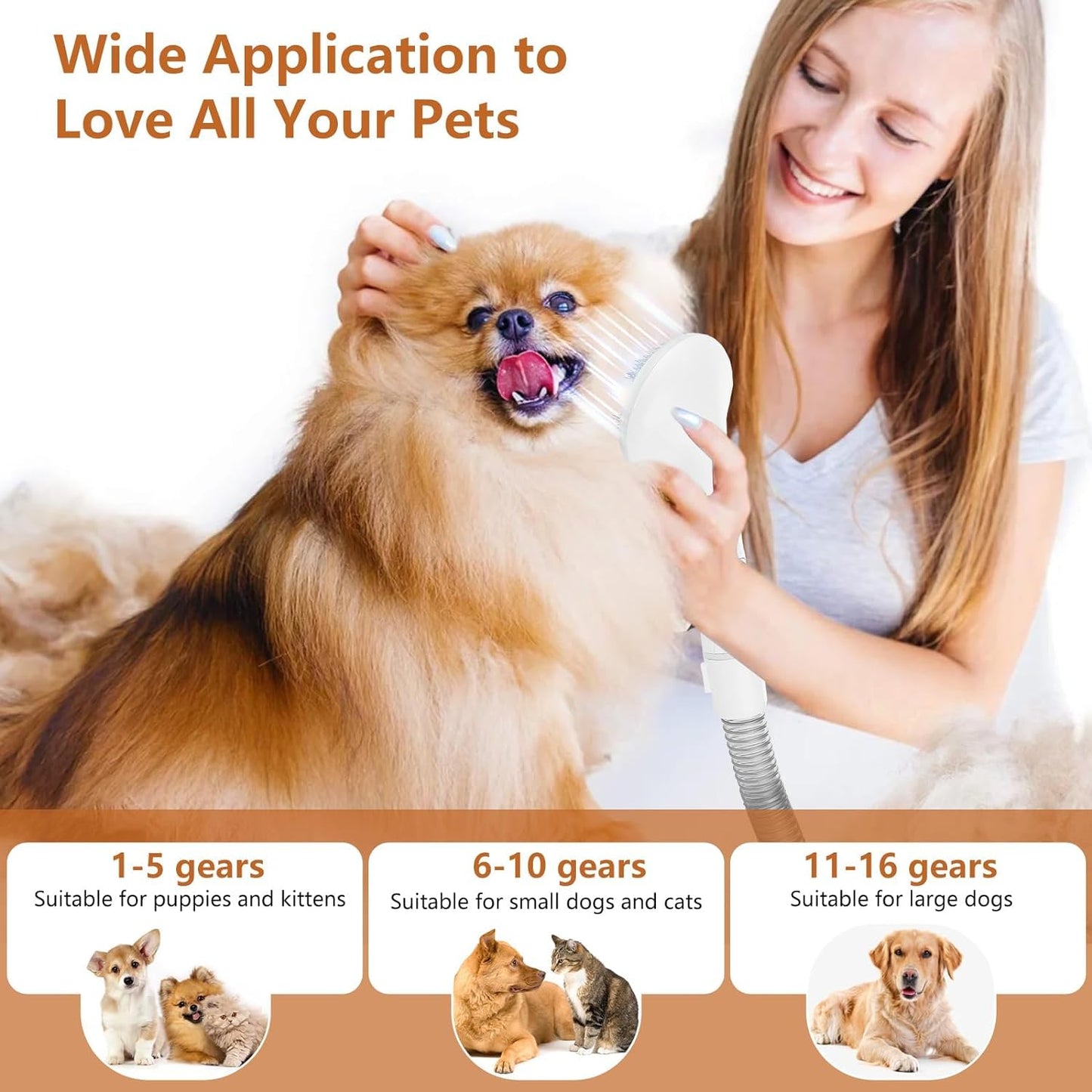 AsyPets Pet Grooming Vacuum,Pet Grooming Kit & Vacuum Suction 99% Pet Hair,Dog Vacuum for Shedding Grooming,Pet Grooming Vacuum for Dogs&Cats,5 in-1 Pet Grooming Kit,Dog Hair Remover