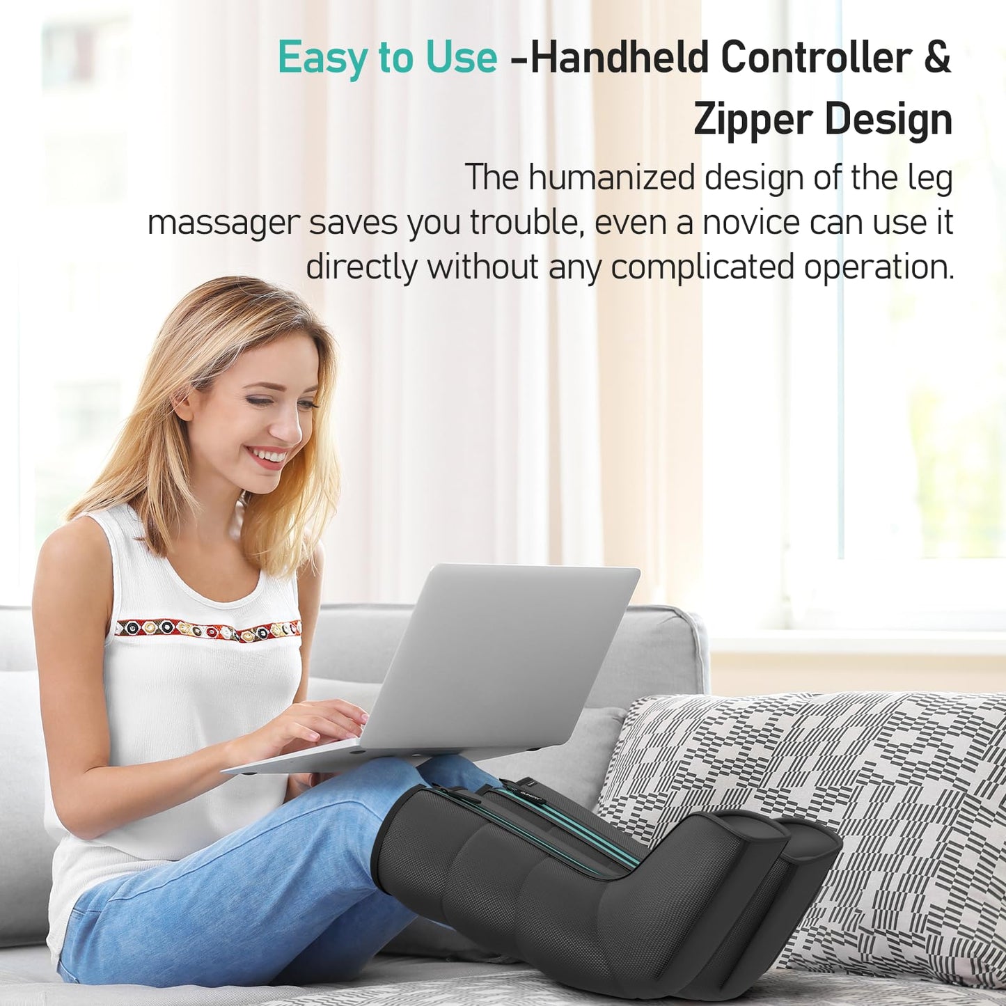 QUINEAR Leg Massager for Circulation and Pain Relief, Heating Leg Compression Massager with 3 Modes, Foot and Calf Massager with 3 Intensities 3 Heats - Gift for Mom and Dad