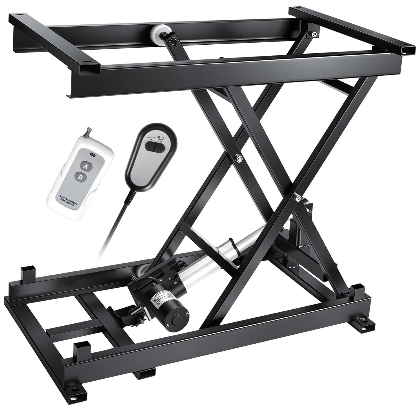 Electric Scissor Lift Table 280LBS Capacity, 7.1-26.4 in Adjustable Height Lifting Platform with Wired/Wireless Remote, for Working Platform, Computer Desk, Material Handling & Transportation