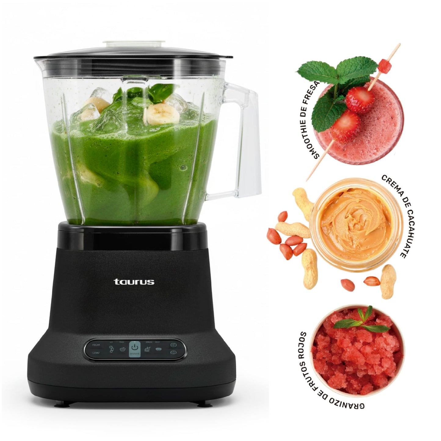 High-Performance Countertop Blender – 1500W Professional Power, 8 Presets, 64oz Tritan Jar, Self-Cleaning, Smoothie & Hot Soup Maker for Home & Kitchen, Blaze by Taurus