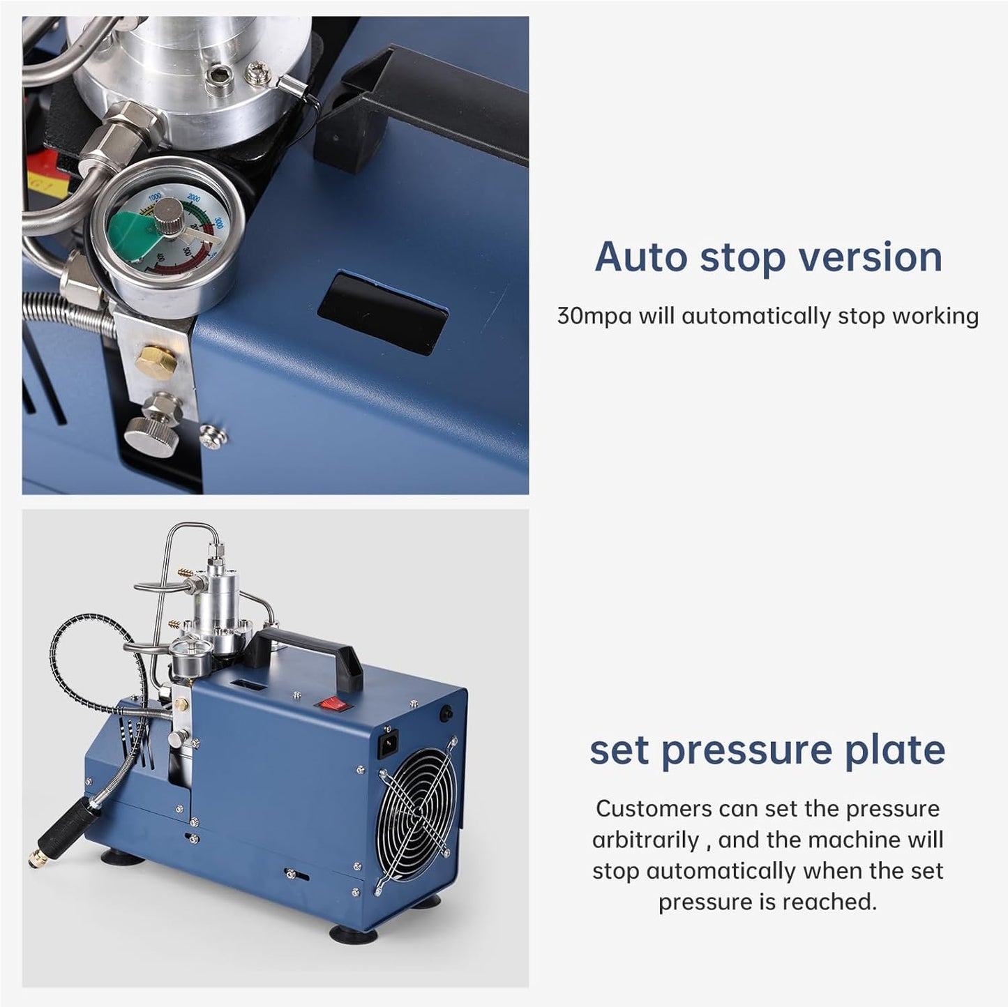 PCP air compressor, 4500 Psi / 300 bar scuba tank compressor, 110V/120V AC, PCP airgun compressor with automatic shutdown, 1800W high-pressure air pump, paintball shooting, PCP air rifle