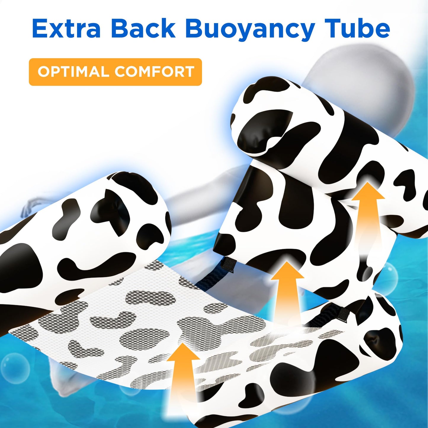 Funscape Pool Floats Chairs Adult, 2 Packs Heavy Duty Inflatable Swimming Pool Lounges, Fabric Floating Hammock Seat, Kid Blow Up Pool Noodle, Lake Raft Floaties, Fun Summer Beach Water Party Game—Cow