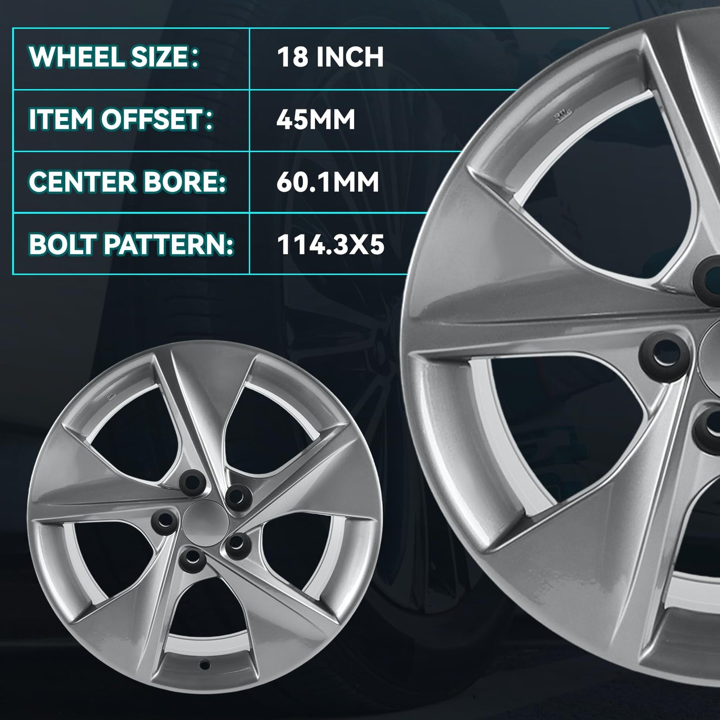 HOLUEKU New 18x7.5inch 18 Inch Premium Aluminum Alloy Wheel Rims Fit for 2012 2013 2014 Toyota Camry SE, Charcoal Grey, Direct Fit and OEM Design Rim, ALY69605U35N