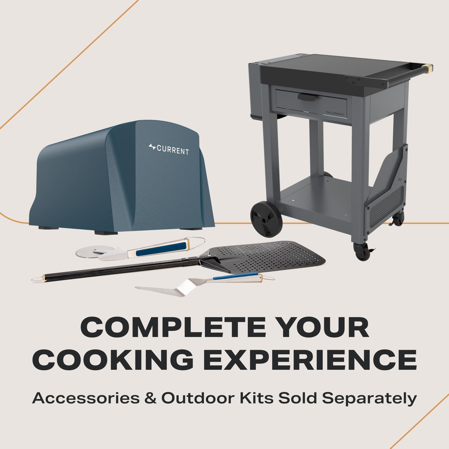 Current® Model P Smart Electric Pizza Oven, 12-Inch, 850°F Max, 8 Cooking Modes, App Connectivity for Temperature Monitoring & Custom Cooking Times, Compact for Indoor & Outdoor Use, Dark Gray