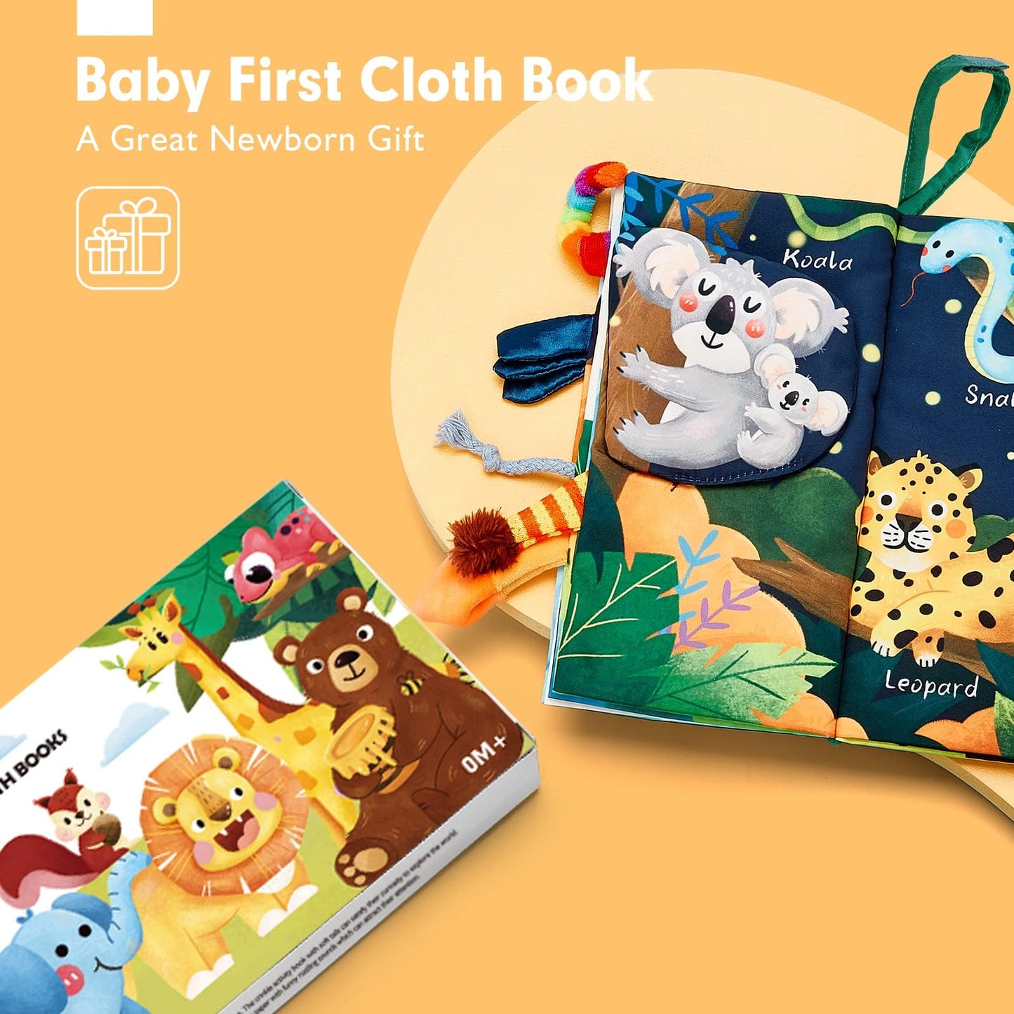 hahaland Baby Books 0-6 Months,Infant Tummy Time Toy Sensory Toys 6 to 12 Months Touch Feel Book Travel Toy Gifts for Boy Girl 0-3 Month Baby Shower Birthday Easter Basket Stuffers (Single)