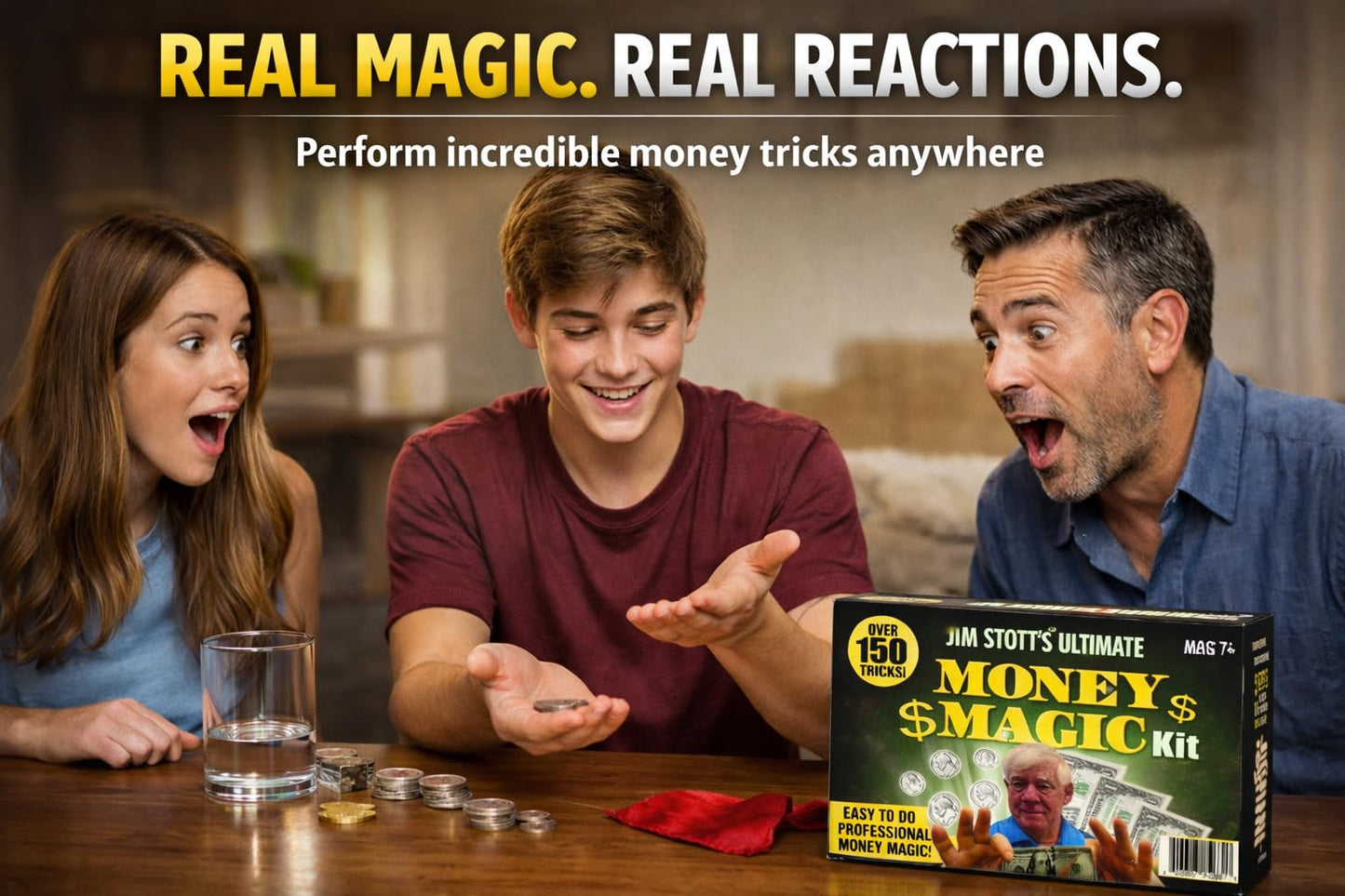 Jim Stott’s Ultimate Money Magic Kit – 150+ Easy Magic Tricks for Kids, Teens & Adults – Learn Coin Vanishes, Money Tricks & Illusions – Beginner Friendly Magic Set with Video Tutorials