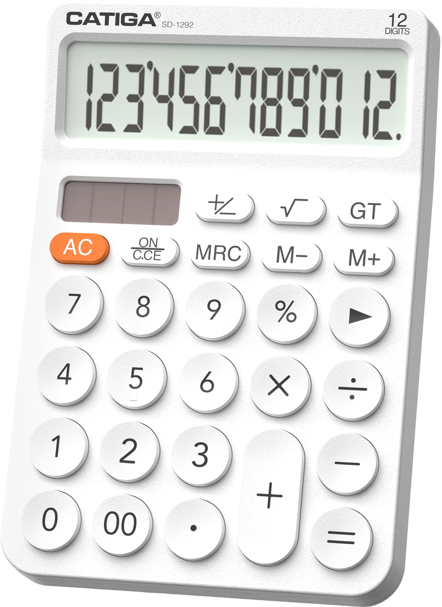 CATIGA 12 Digit Desktop Calculator Basic Desk Calculator with Large LCD Display, Big Buttons, 4 Function, Solar and Battery Dual Power, for Office, School, Home, SD-1292 Green