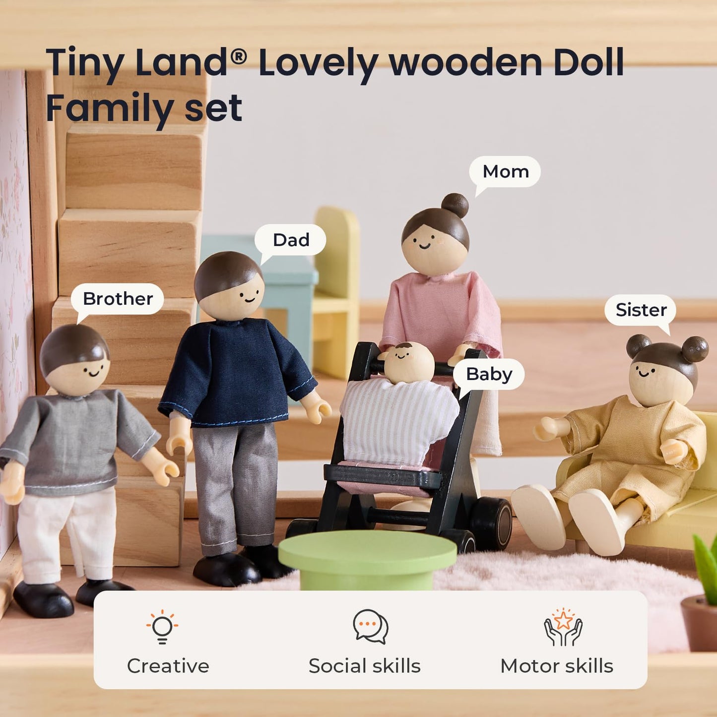 Doll House，Wooden Dollhouse People Set，Wooden Dollhouse Garage Set