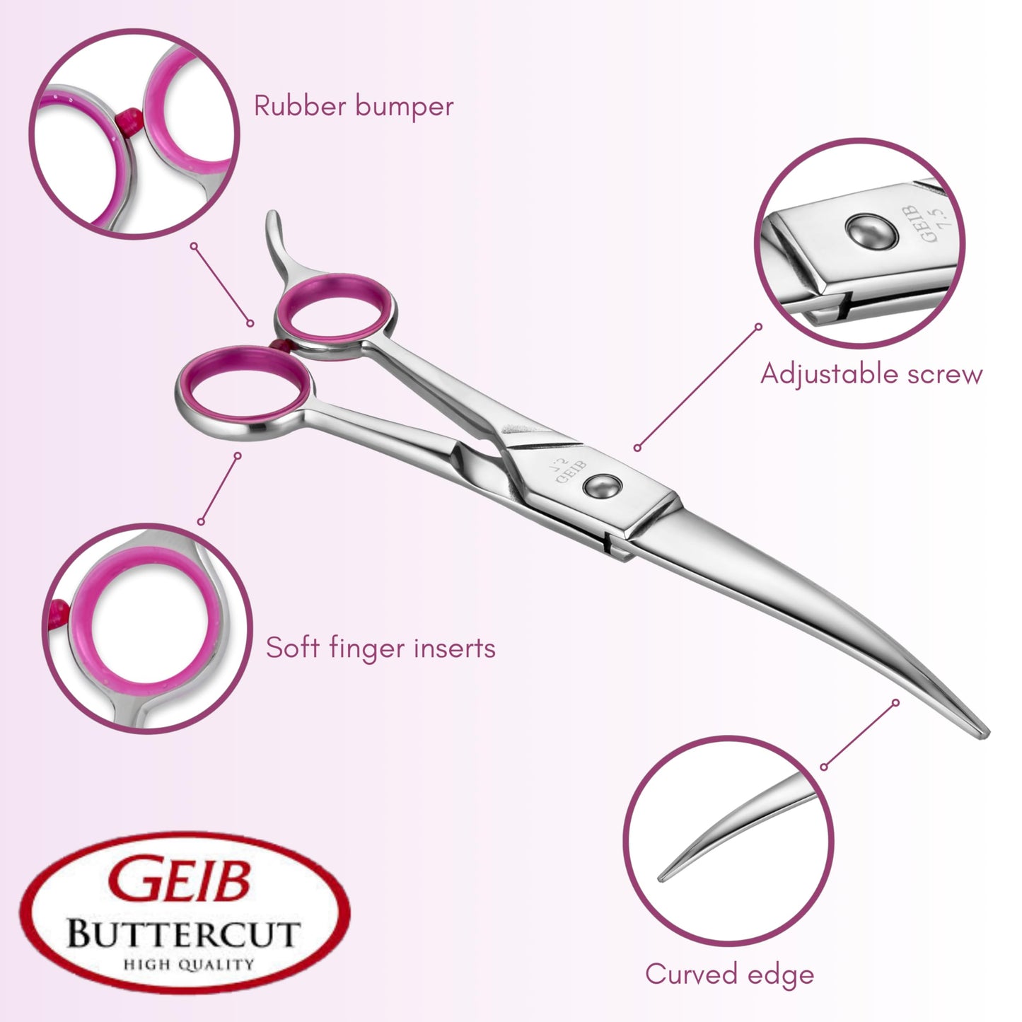 Geib Buttercut Dog Grooming Scissors, Stainless Steel Professional Dog Grooming Kit - Curved, Straight and Thinning Shears, 3 in 1 pet grooming kit